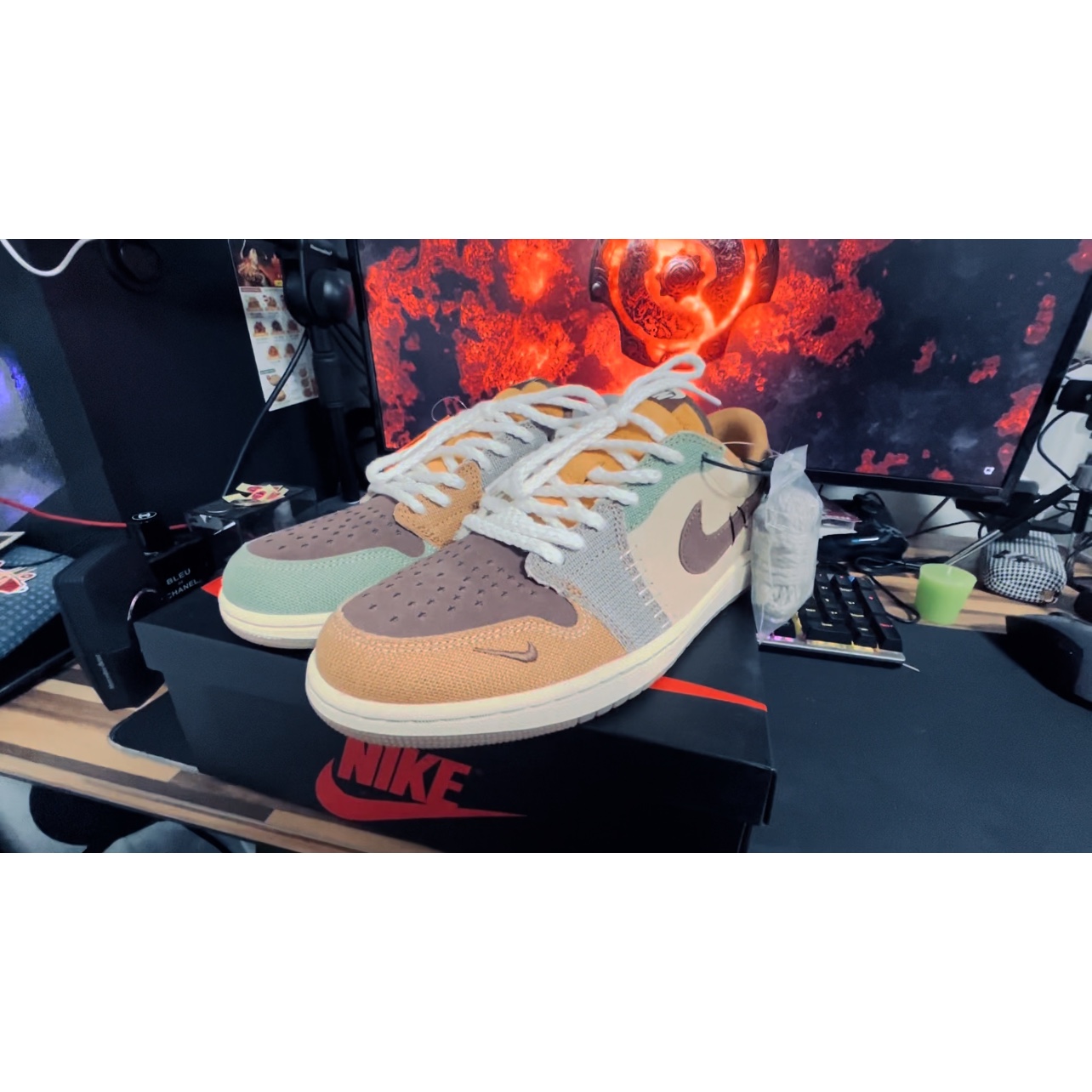 Jordan 1 x Zion Williamson Retro Low OG Flax and Oil Green 착용 스타일