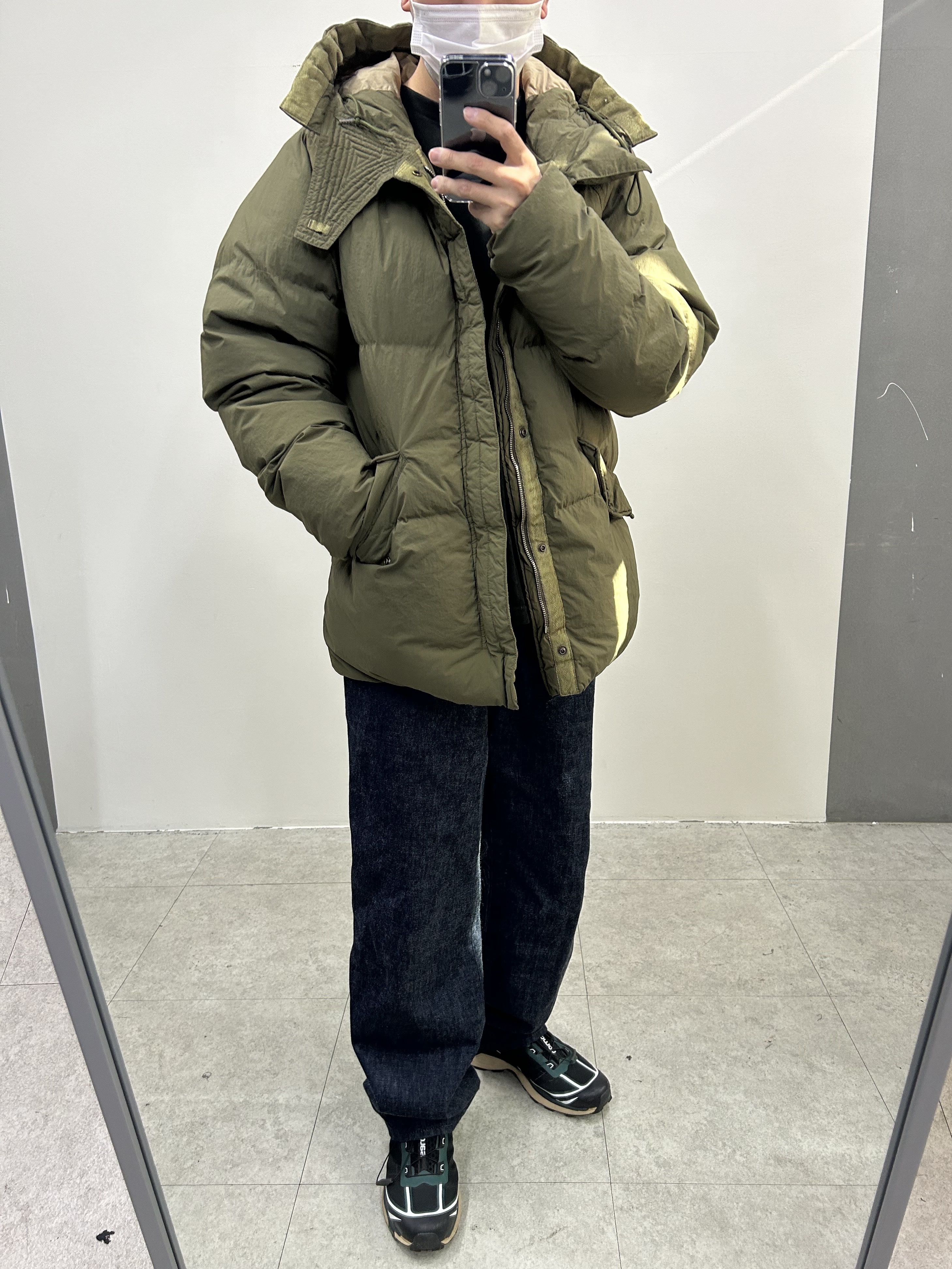 Ten C Artic Down Parka Dark Green, Salomon XT-6 FT Ponderosa Pine 착용 스타일
