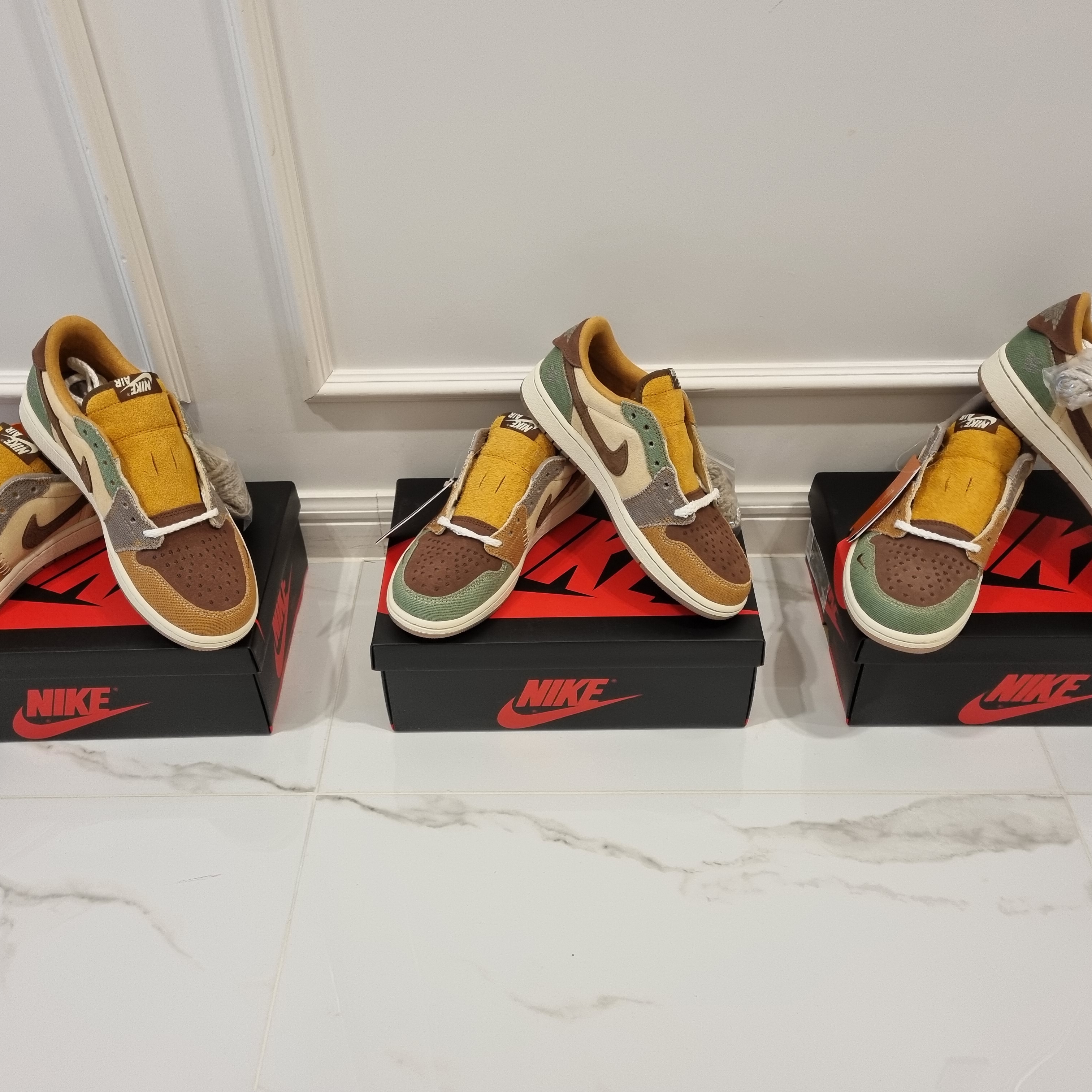 Jordan 1 x Zion Williamson Retro Low OG Flax and Oil Green 착용 스타일 - 3