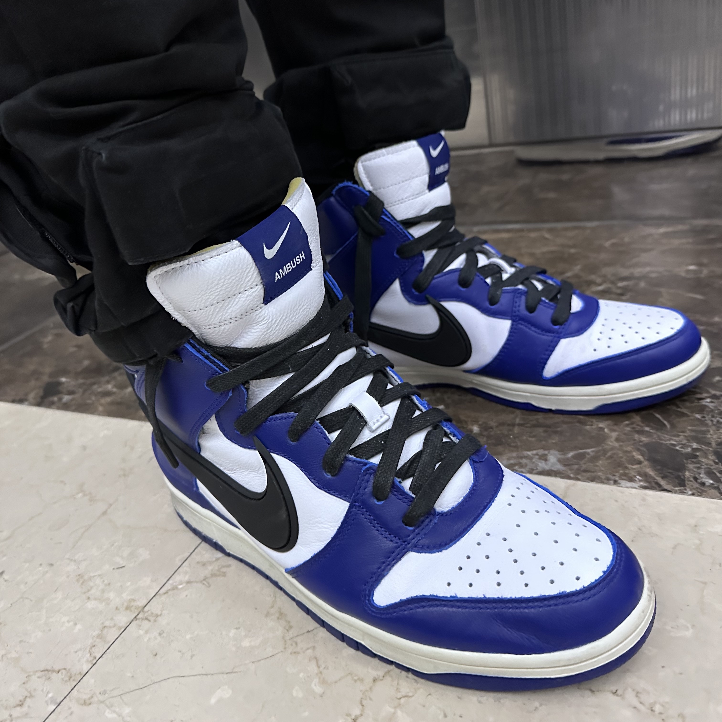 Nike x Ambush Dunk High Deep Royal Blue, Nike NSW Swoosh Therma-Fit Bomber Black - Asia 착용 스타일 - 4