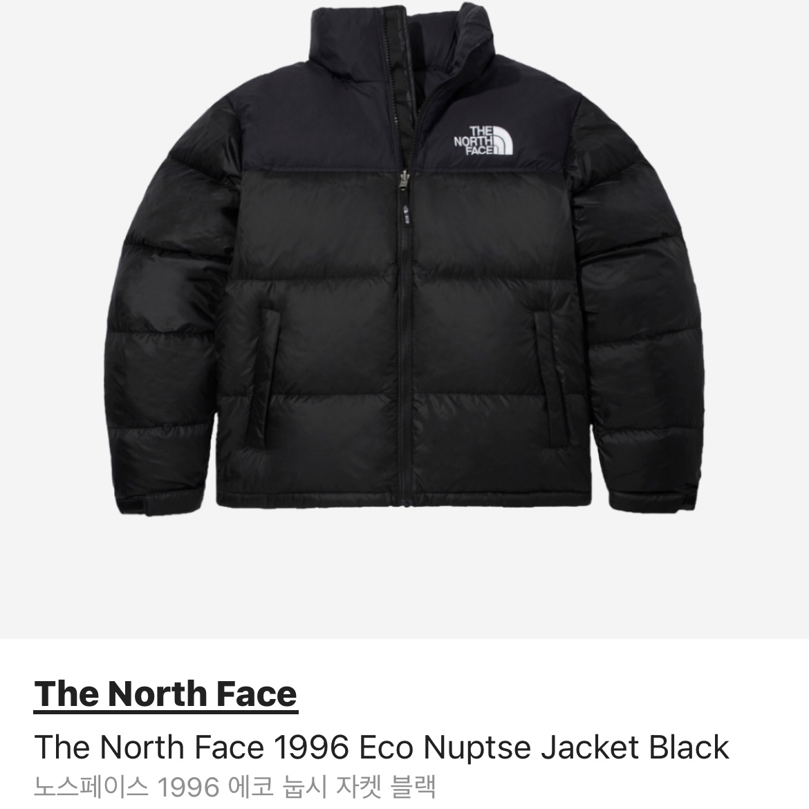 The North Face 1996 Eco Nuptse Jacket Black 착용 스타일