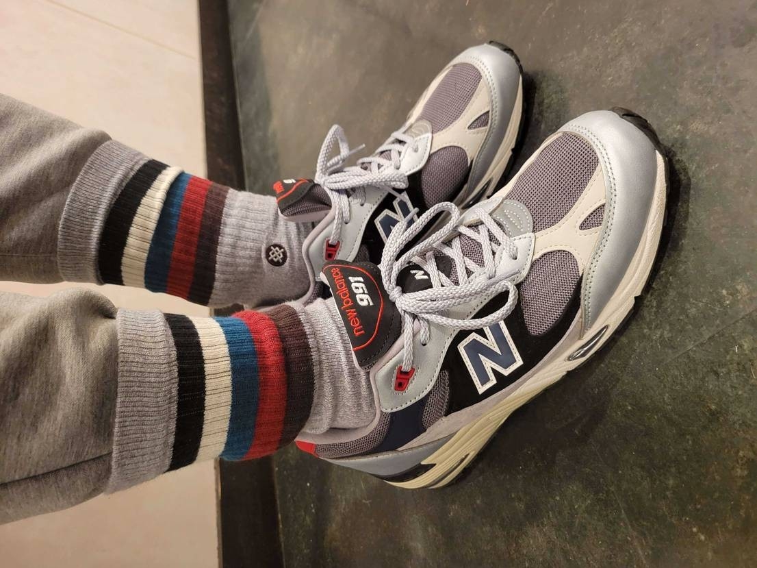 New Balance 991 Made in UK Silver 착용 스타일