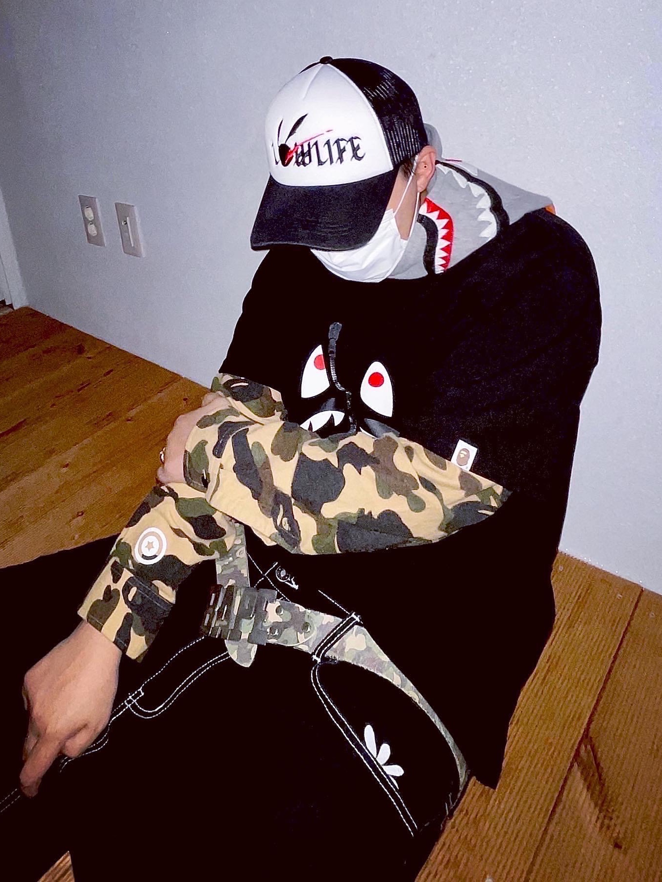 BAPE Bape Sta Low Color Block Shark Blue 착용 스타일 - 2
