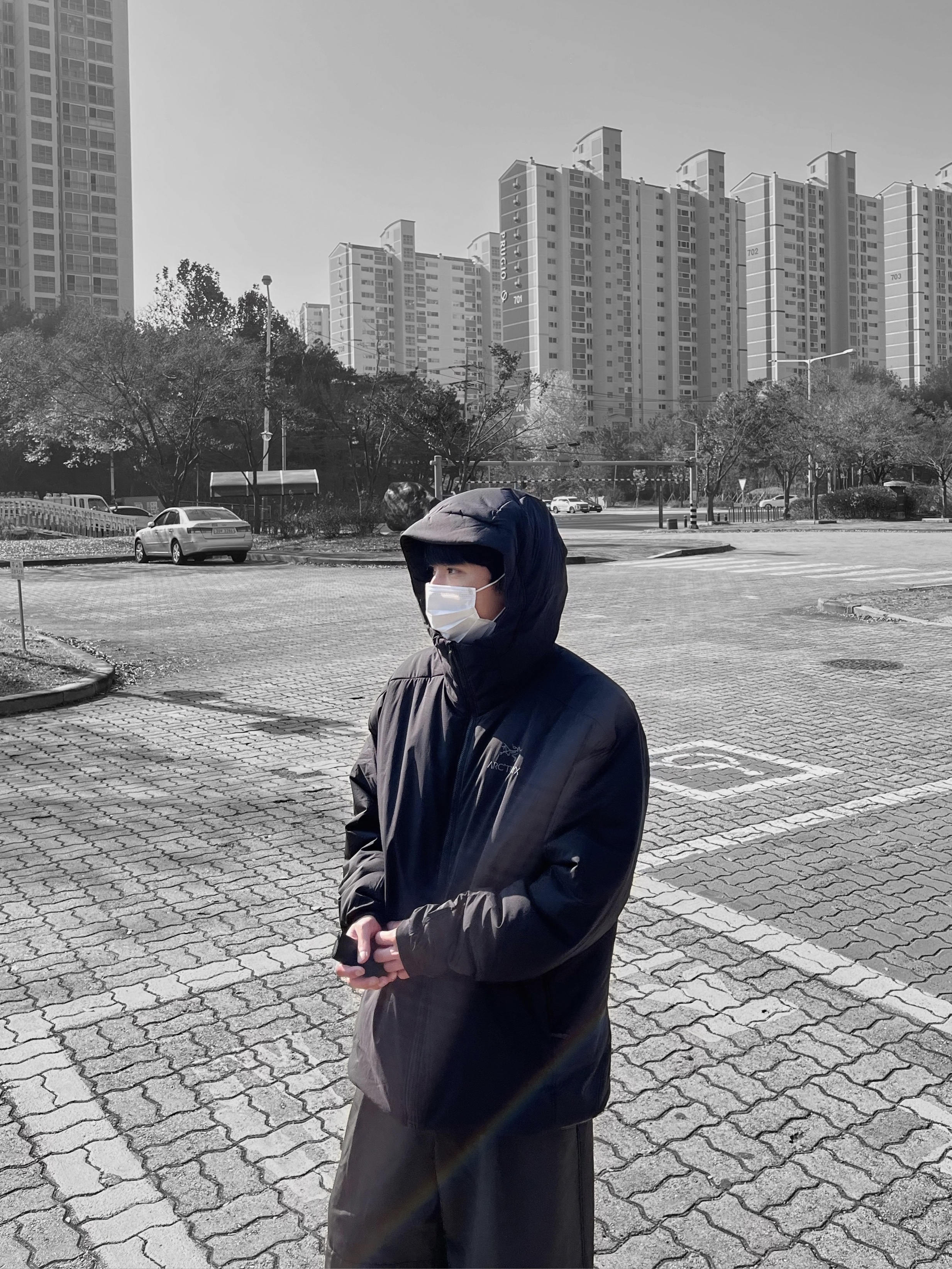 Arc'teryx Atom AR Hoody Black 착용 스타일