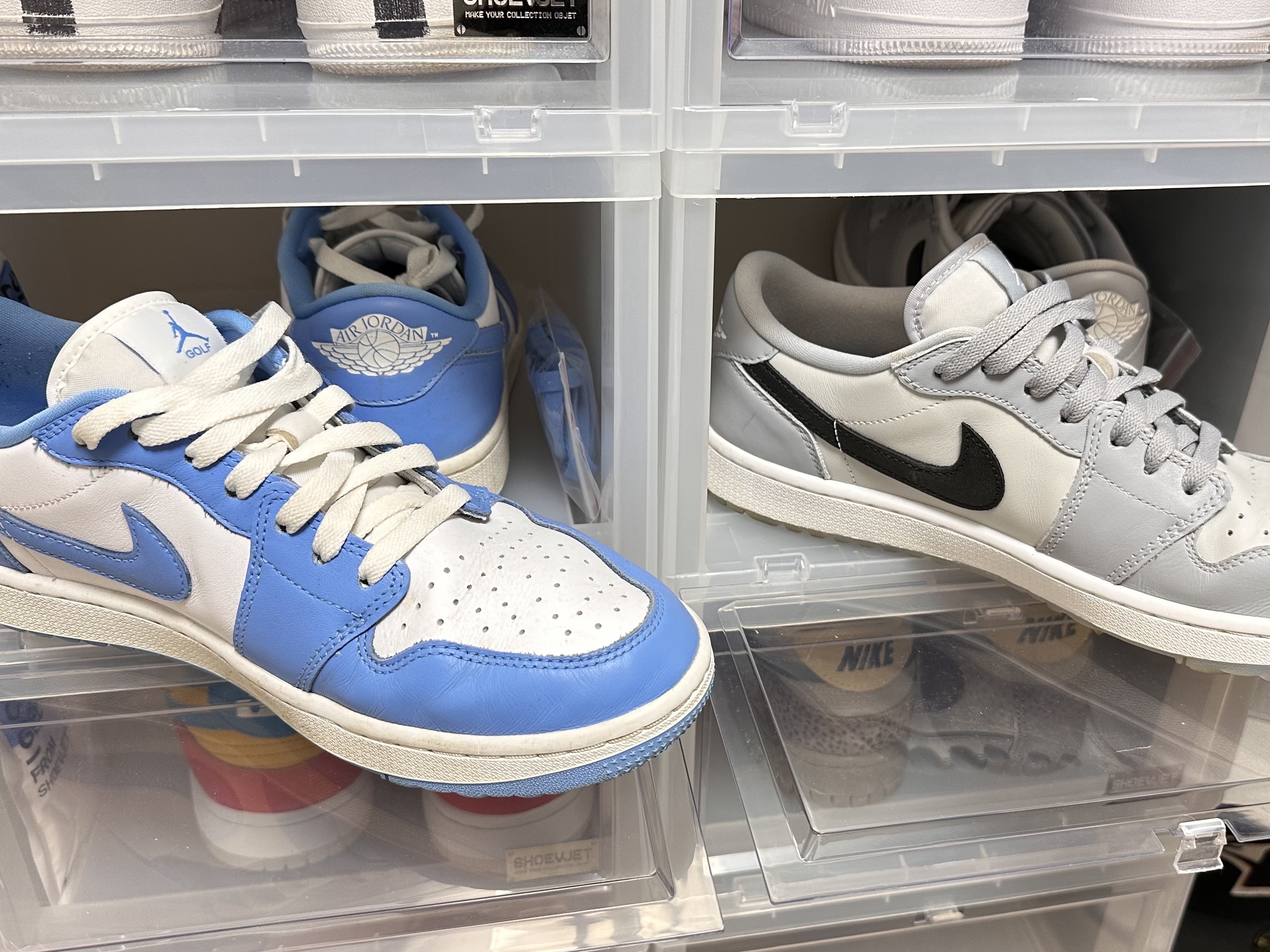 Jordan 1 Low Golf White and University Blue, Jordan 1 Low Golf Wolf Grey 착용 스타일