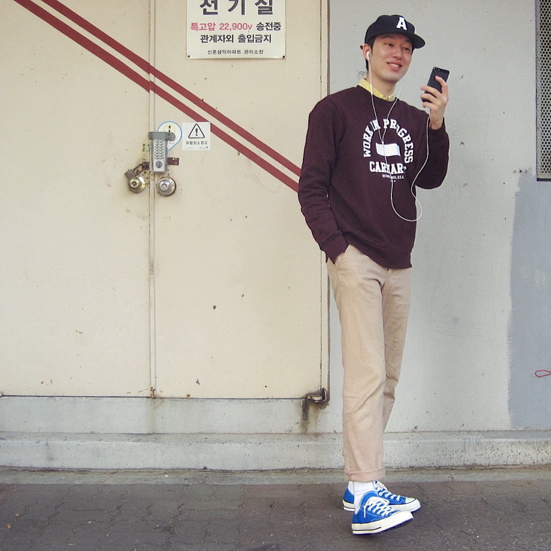 Converse Chuck 70 Ox Vintage Canvas Rush Blue 착용 스타일