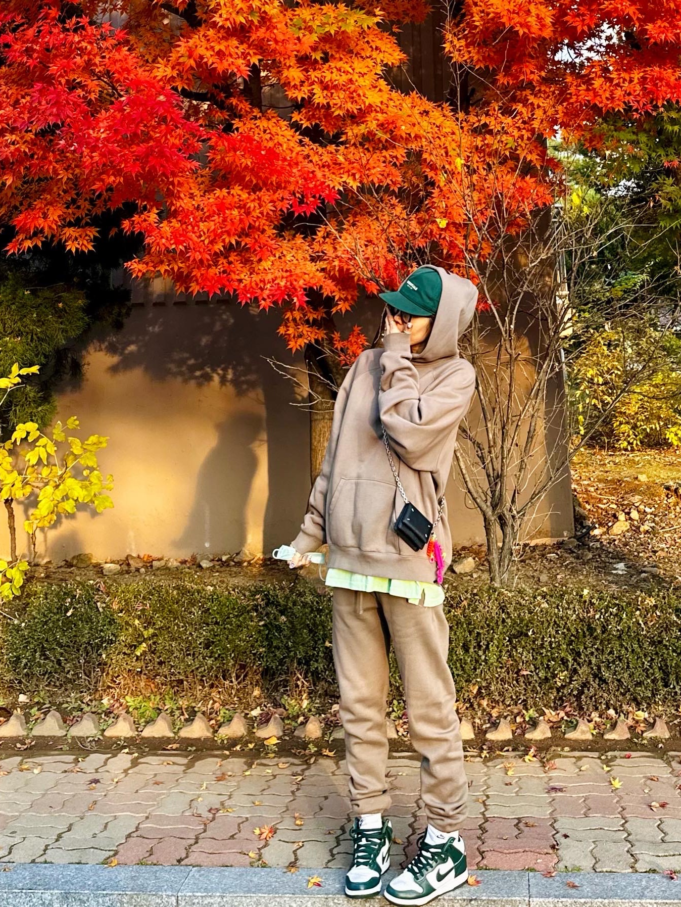 Nike Dunk High SP Spartan Green, Essentials Pull-Over Hoodie Taupe - 21SS 착용 스타일 - 5