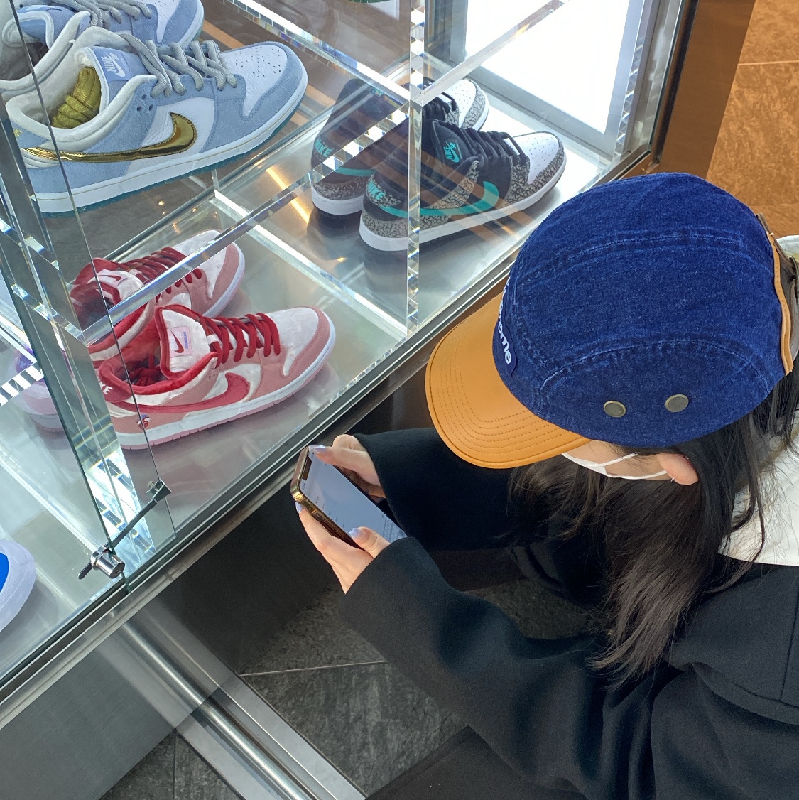 Supreme 2-Tone Denim Camp Cap Blue - 20SS, Palace Hesh Mit Fresh Hood White - 20SS 착용 스타일 - 1