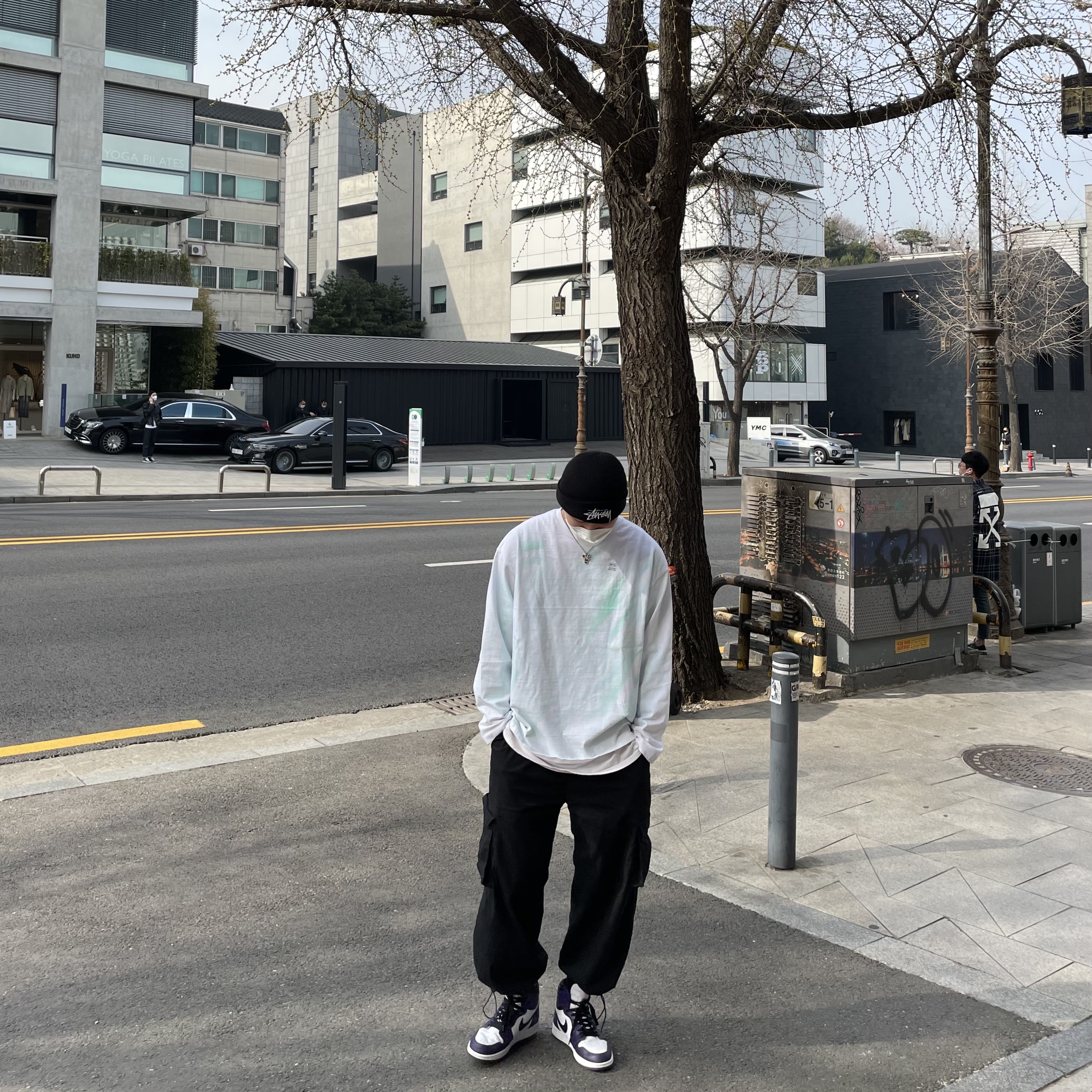 Stussy Stock Cuff Beanie Black, Jordan 1 Retro High OG Court Purple 2020 착용 스타일
