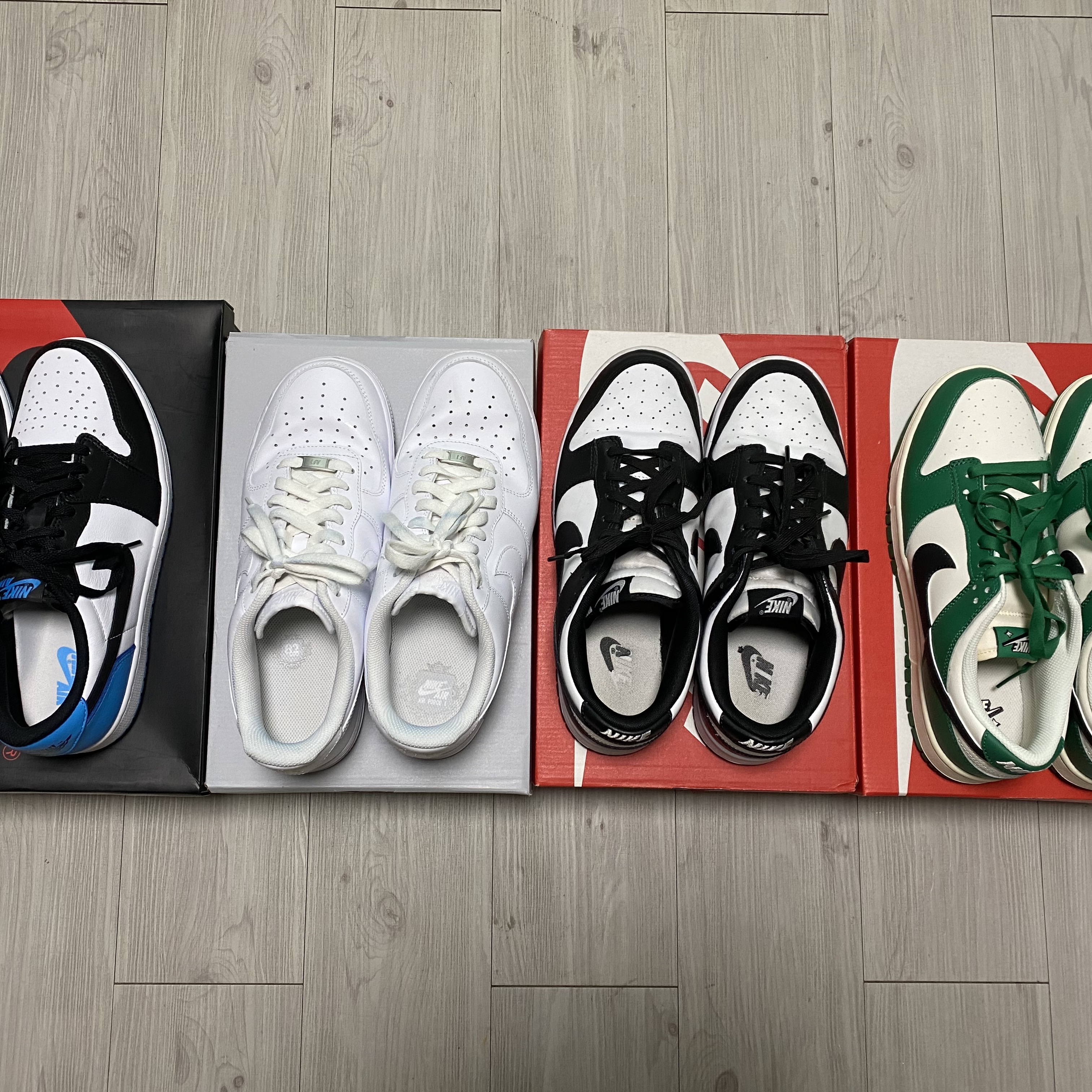 Jordan 1 Retro Low OG Black and Dark Powder Blue, Nike Air Force 1 '07 Low White 착용 스타일 - 3