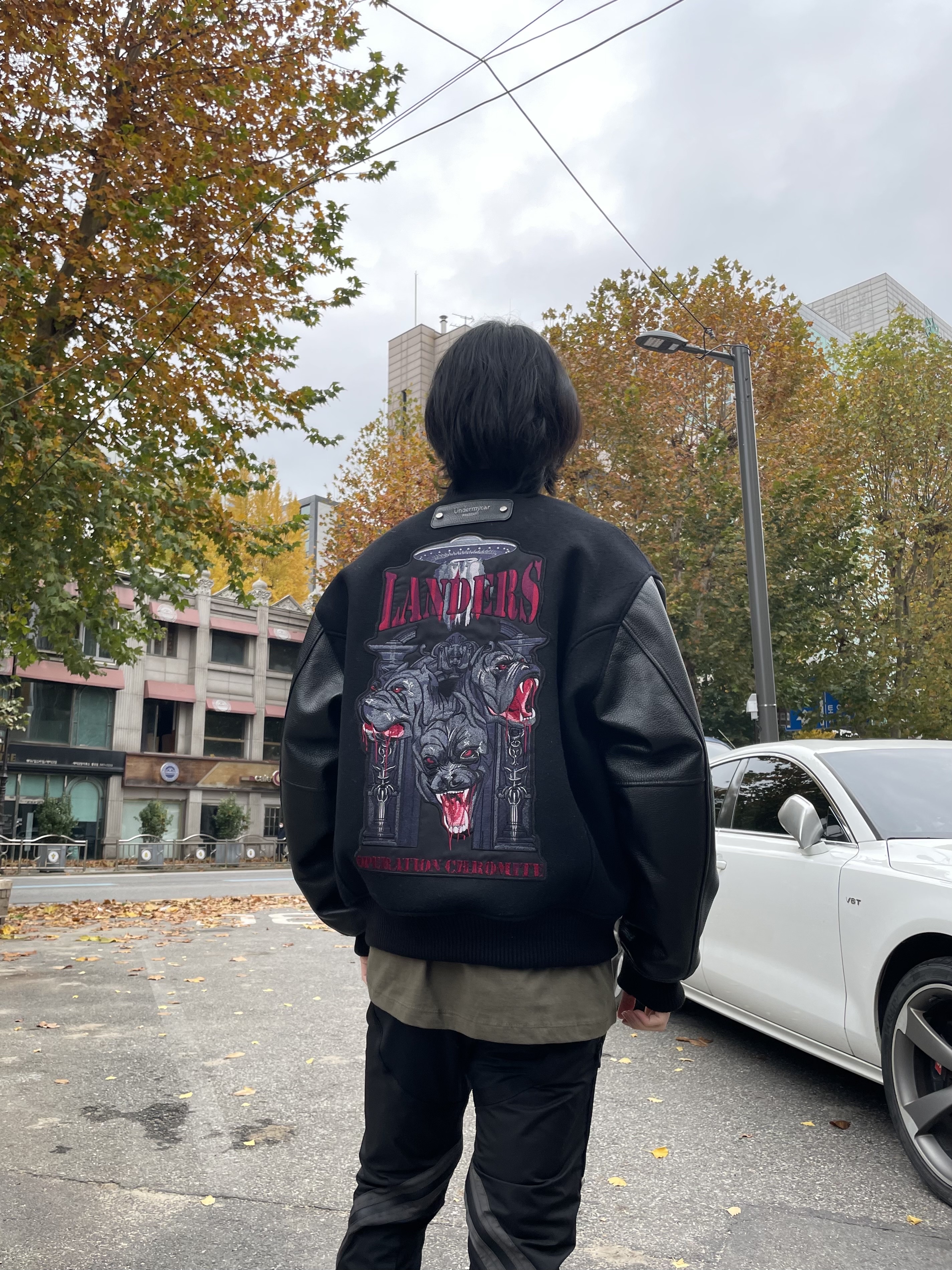 Undermycar Operation Chromite Kerberos Oversized Varsity Jacket Ox Blood - 22FW, Nike x Stussy Air Zoom Spiridon Cage 2 Fossil 착용 스타일 - 2