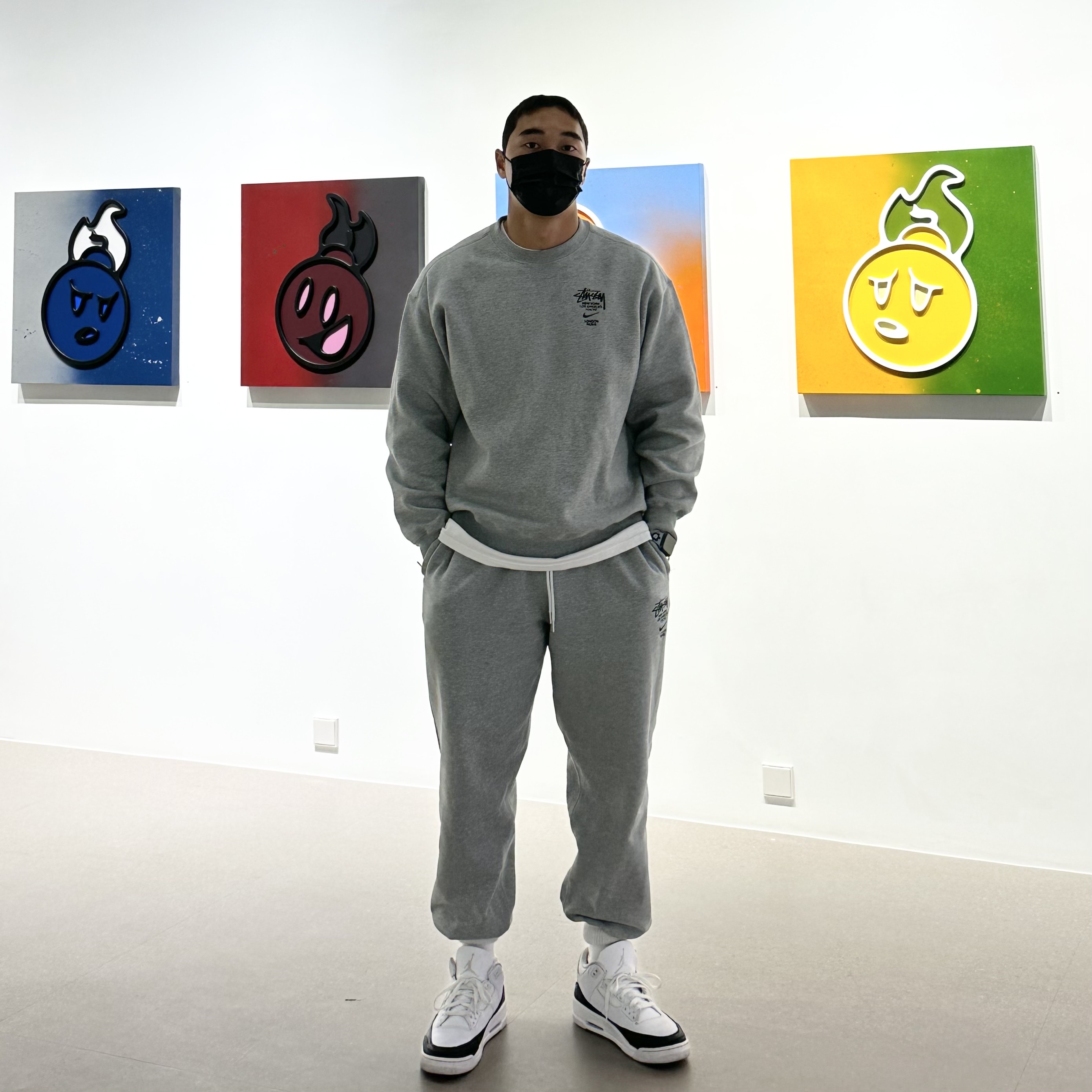 Nike x Stussy NRG ZR Fleece Pants Heather Grey - US/EU, Nike x Stussy NRG ZR Fleece Crewneck Heather Grey - US/EU 착용 스타일 - 1