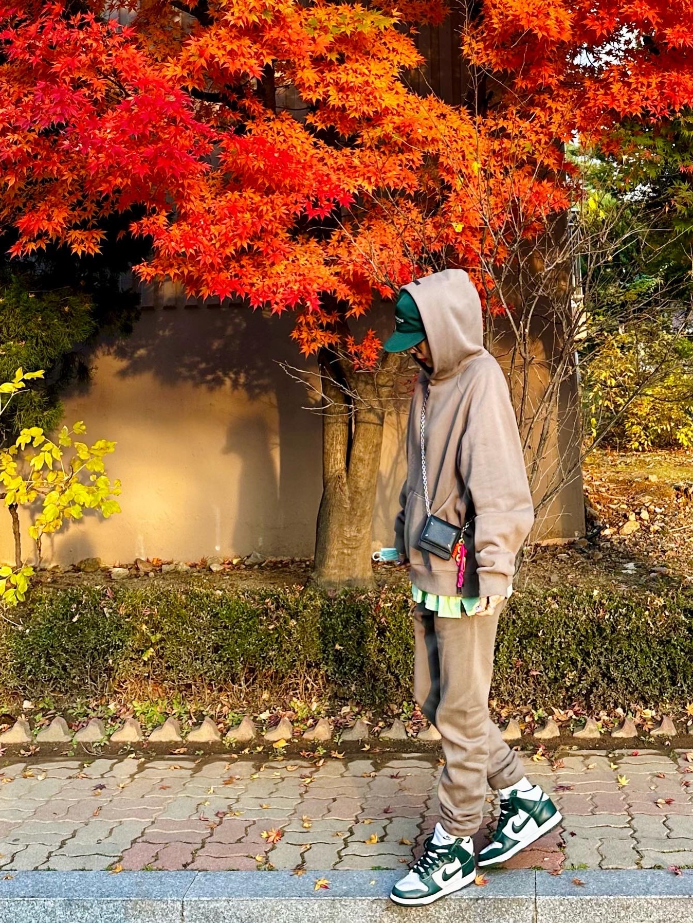Nike Dunk High SP Spartan Green, Essentials Pull-Over Hoodie Taupe - 21SS 착용 스타일 - 4
