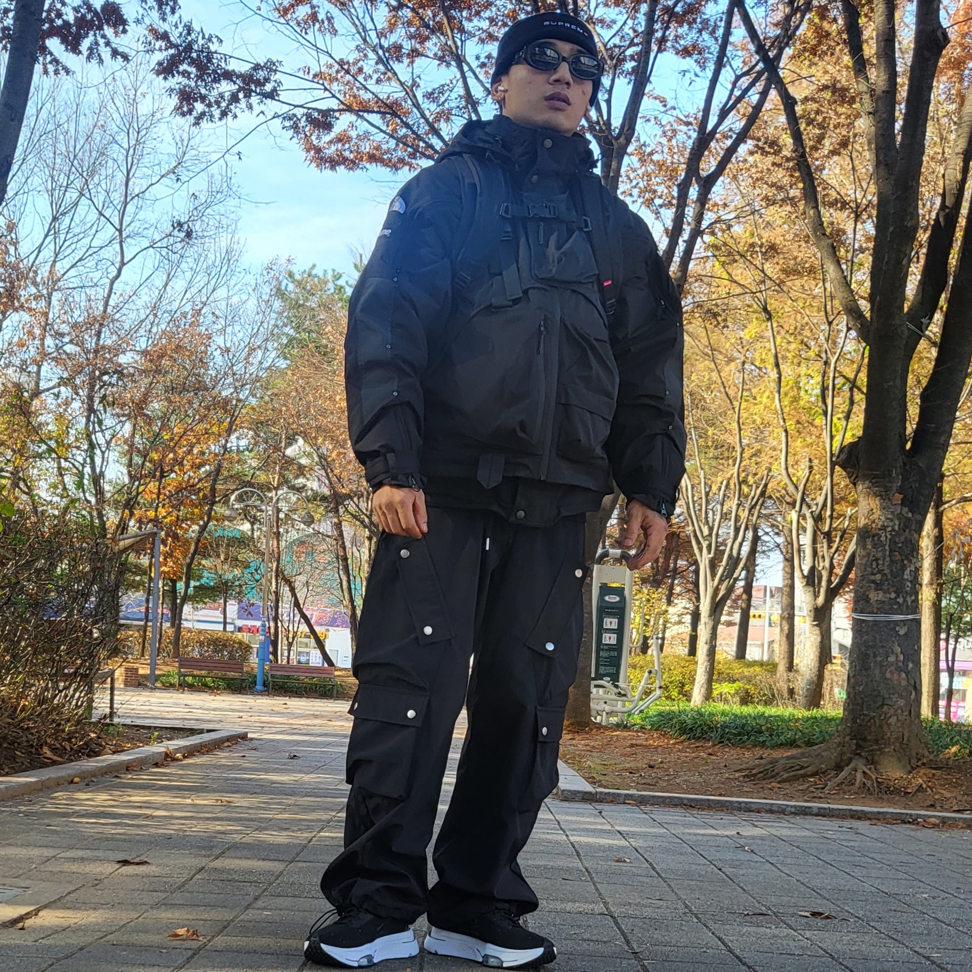Supreme x Nike Snakeskin Beanie Black - 21SS, Supreme x The North Face Steep Tech Apogee Jacket Black - 22FW 착용 스타일