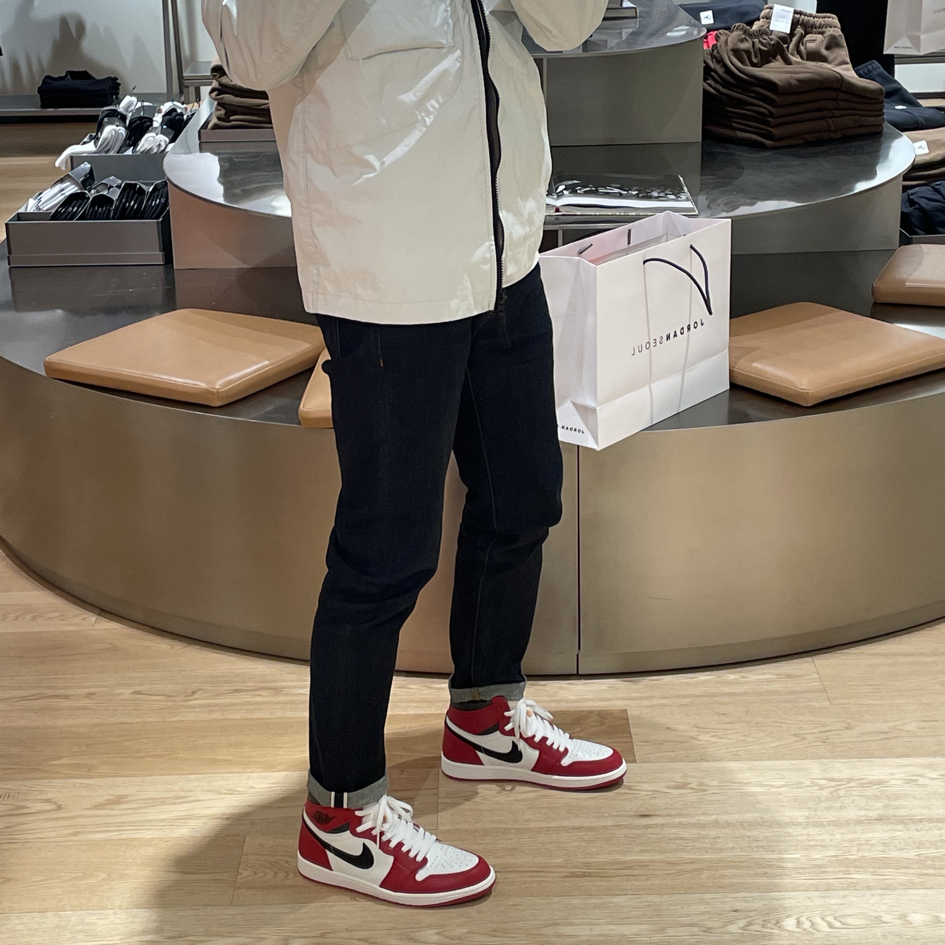 Jordan 1 Retro High OG Chicago 2022, Stone Island 10323 Membrana 3L TC Overshirt Ice - 22SS 착용 스타일