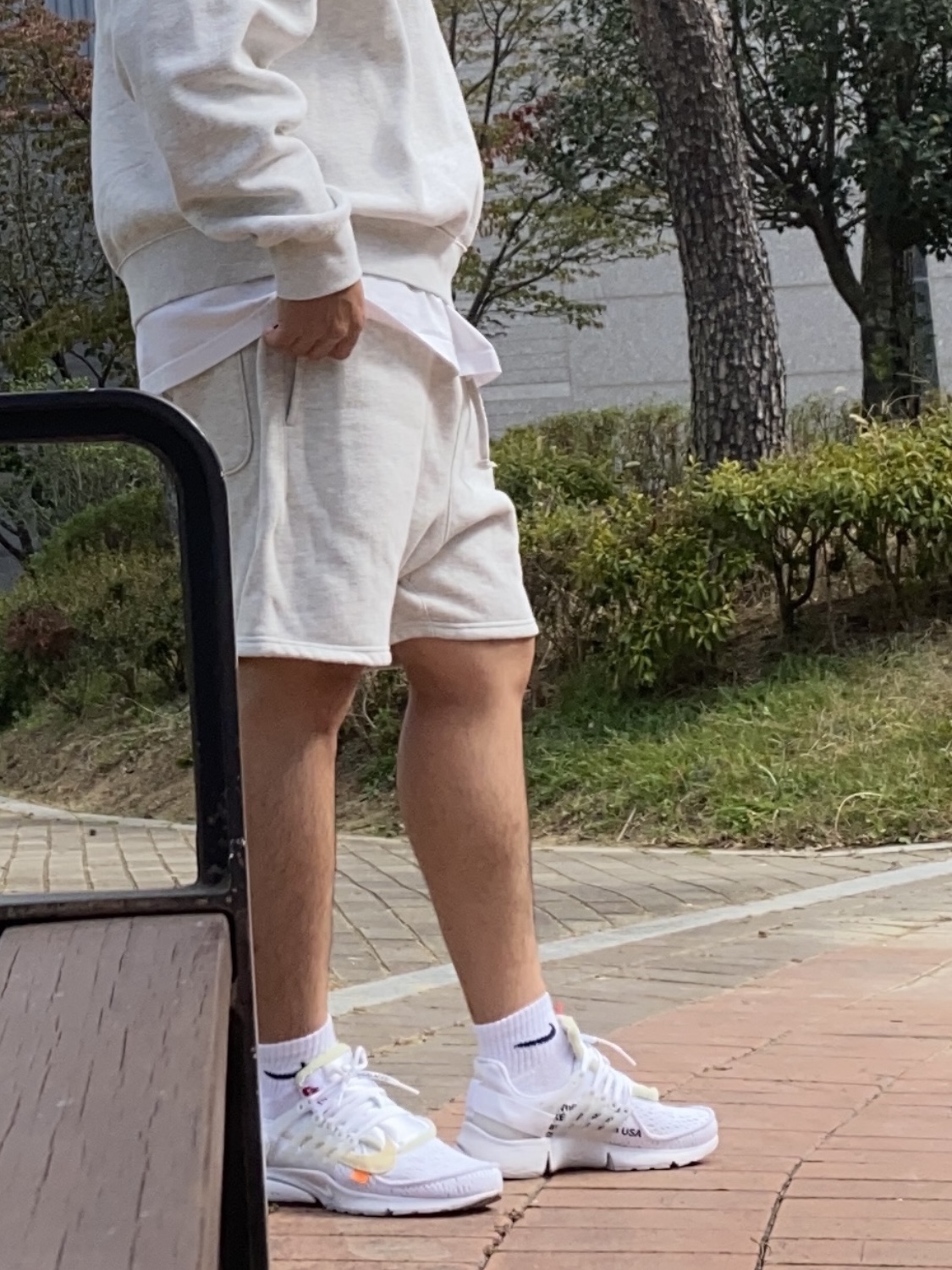 Nike x Off-White Air Presto White, Essentials Mockneck Half-Zip Oatmeal - 21SS 착용 스타일