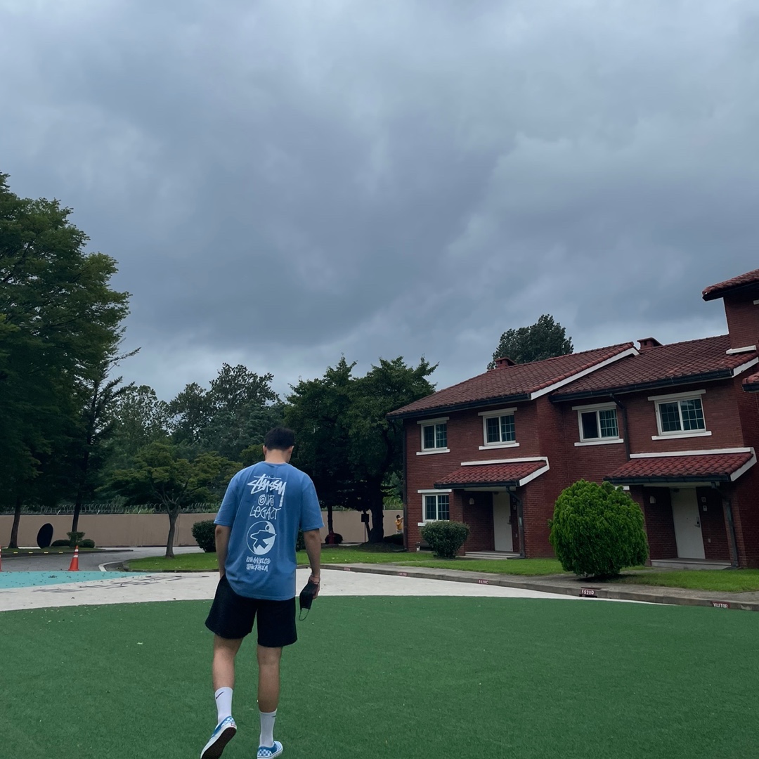 Stussy x Our Legacy Surfman T-Shirt Blue - 21SS 착용 스타일 - 1