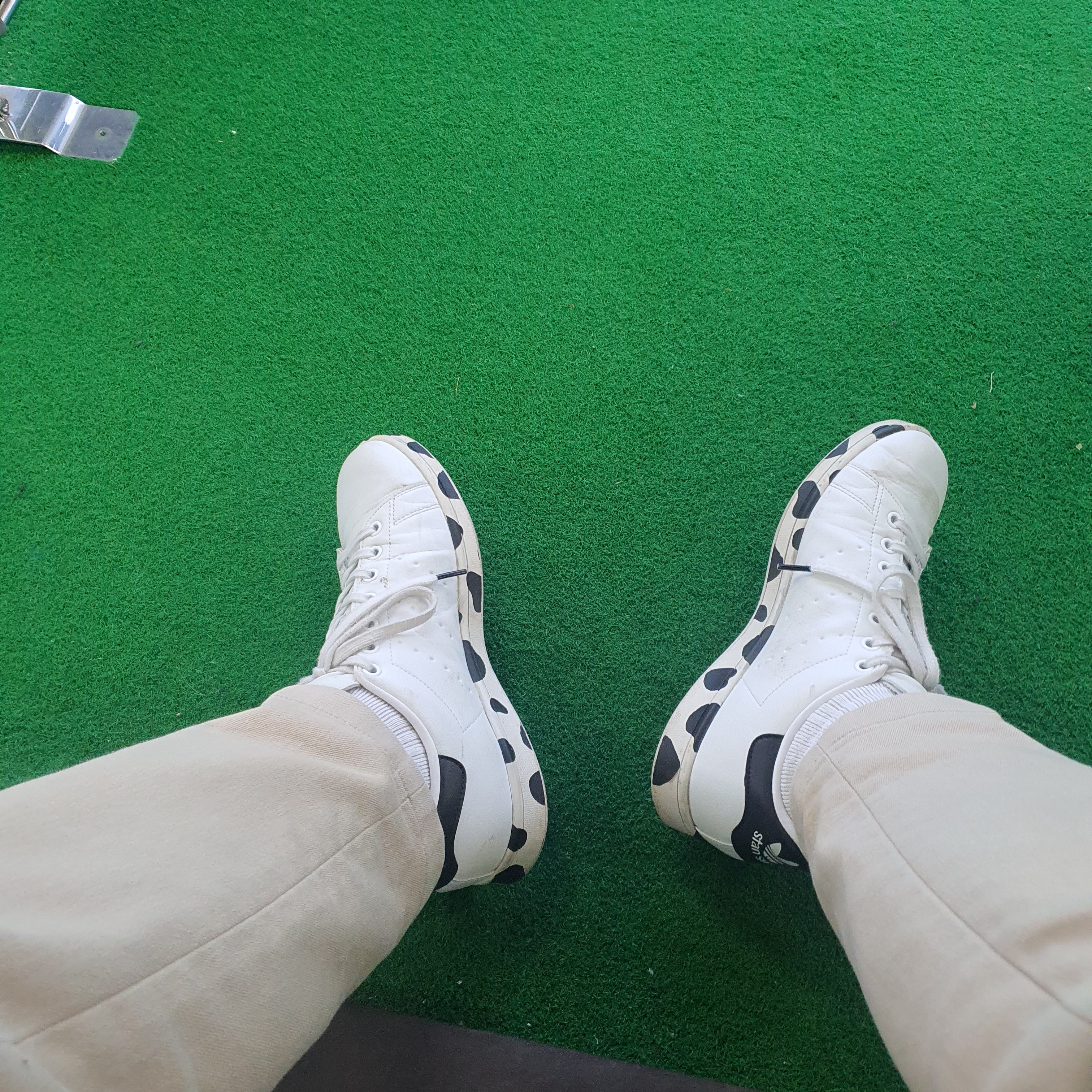 Adidas Stan Smith Primegreen LE Spikeless Golf White Black 착용 스타일