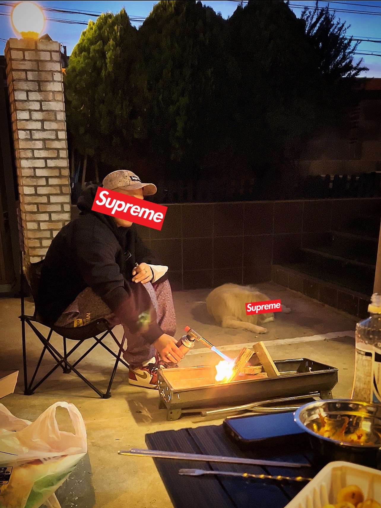 Supreme x The North Face Bandana T-Shirt White - 22SS, Supreme x The North Face Bandana Hooded Sweatshirt White - 22SS 착용 스타일 - 2