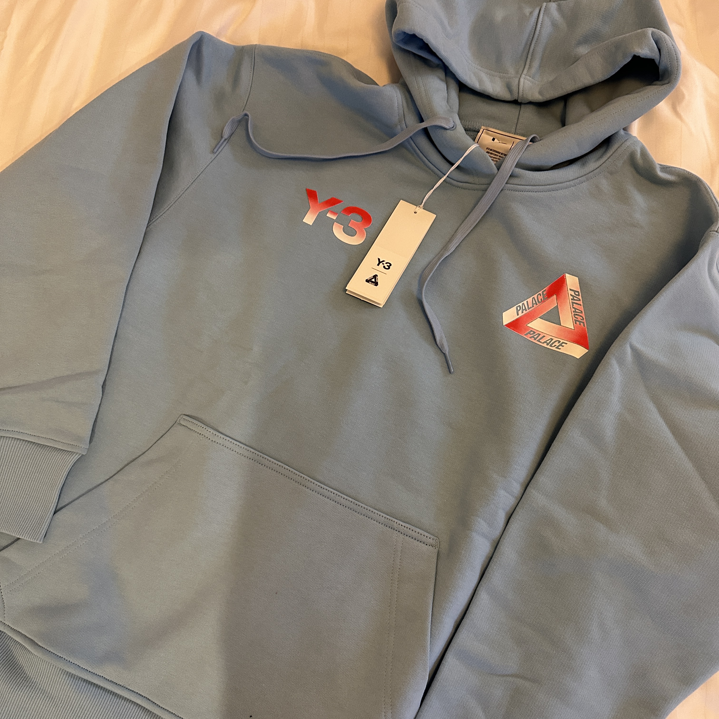 Palace x Y-3 Logo Hoodie Blue - 22FW 착용 스타일 - 1
