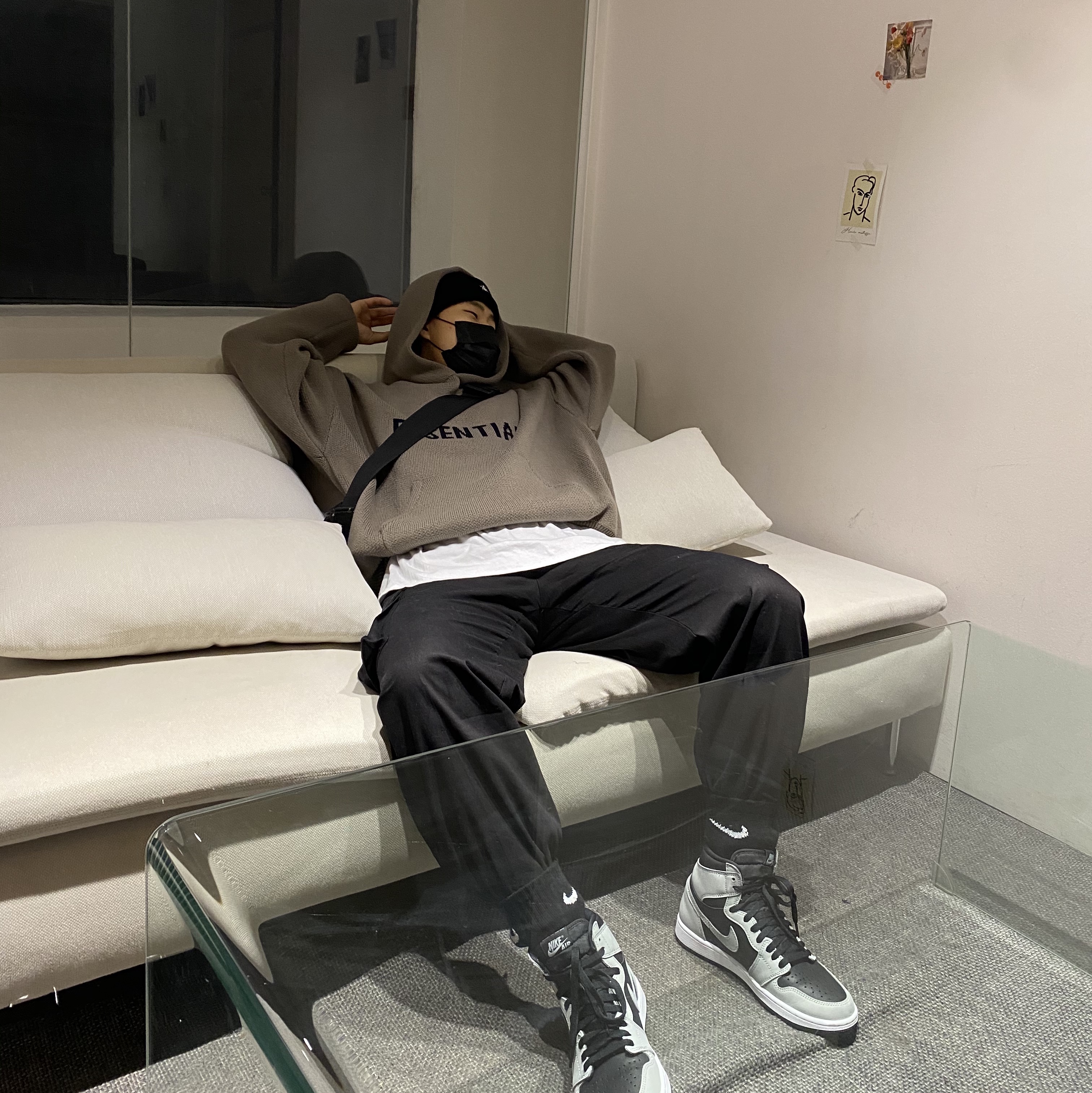Essentials Knit Pullover Hoodie Harvest - 21FW, Jordan 1 Retro High OG Shadow 2.0 착용 스타일 - 1