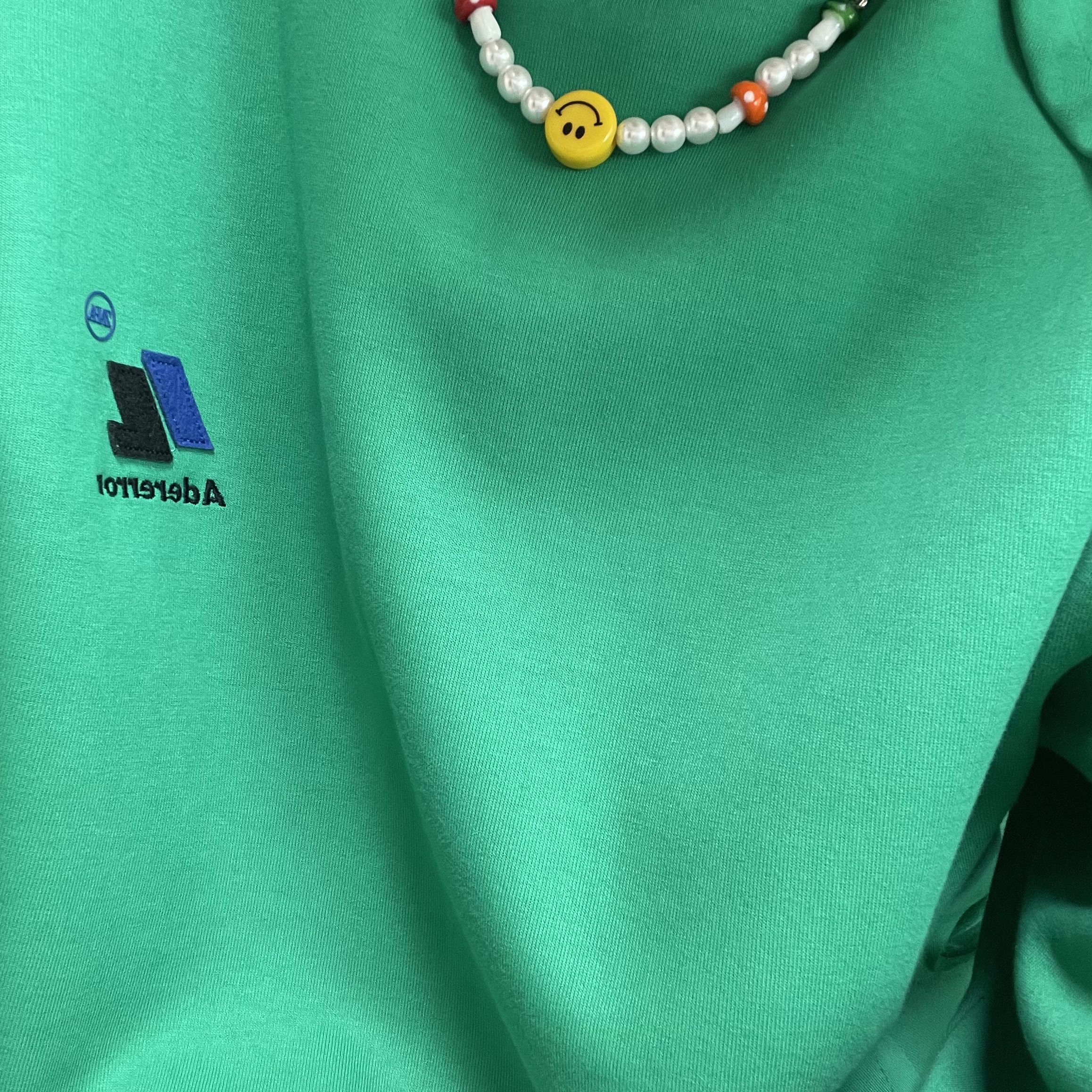 Zara x Ader Error Oversize Sweatshirt Green 착용 스타일 - 1