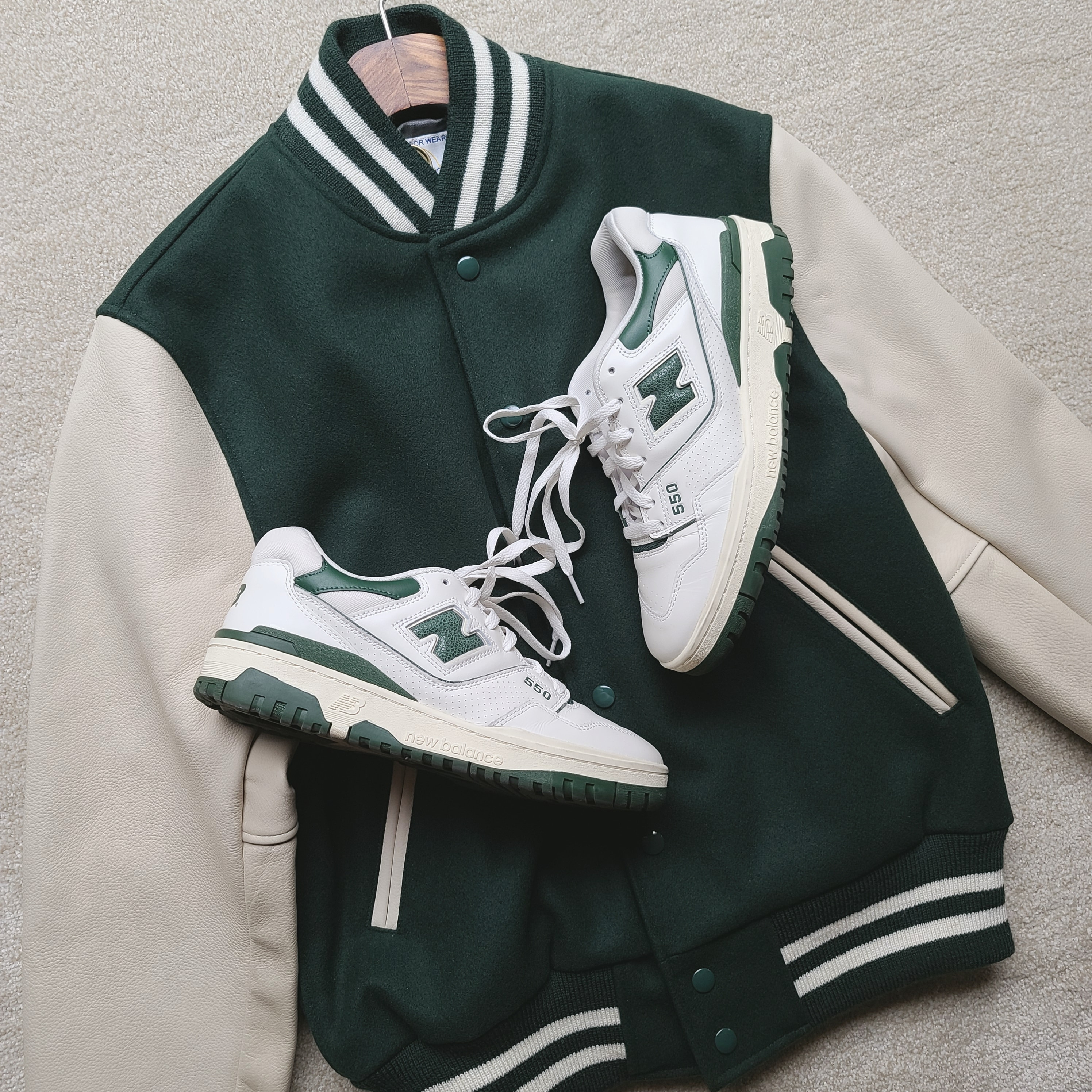 New Balance x Aime Leon Dore 550 Botanical Green 착용 스타일