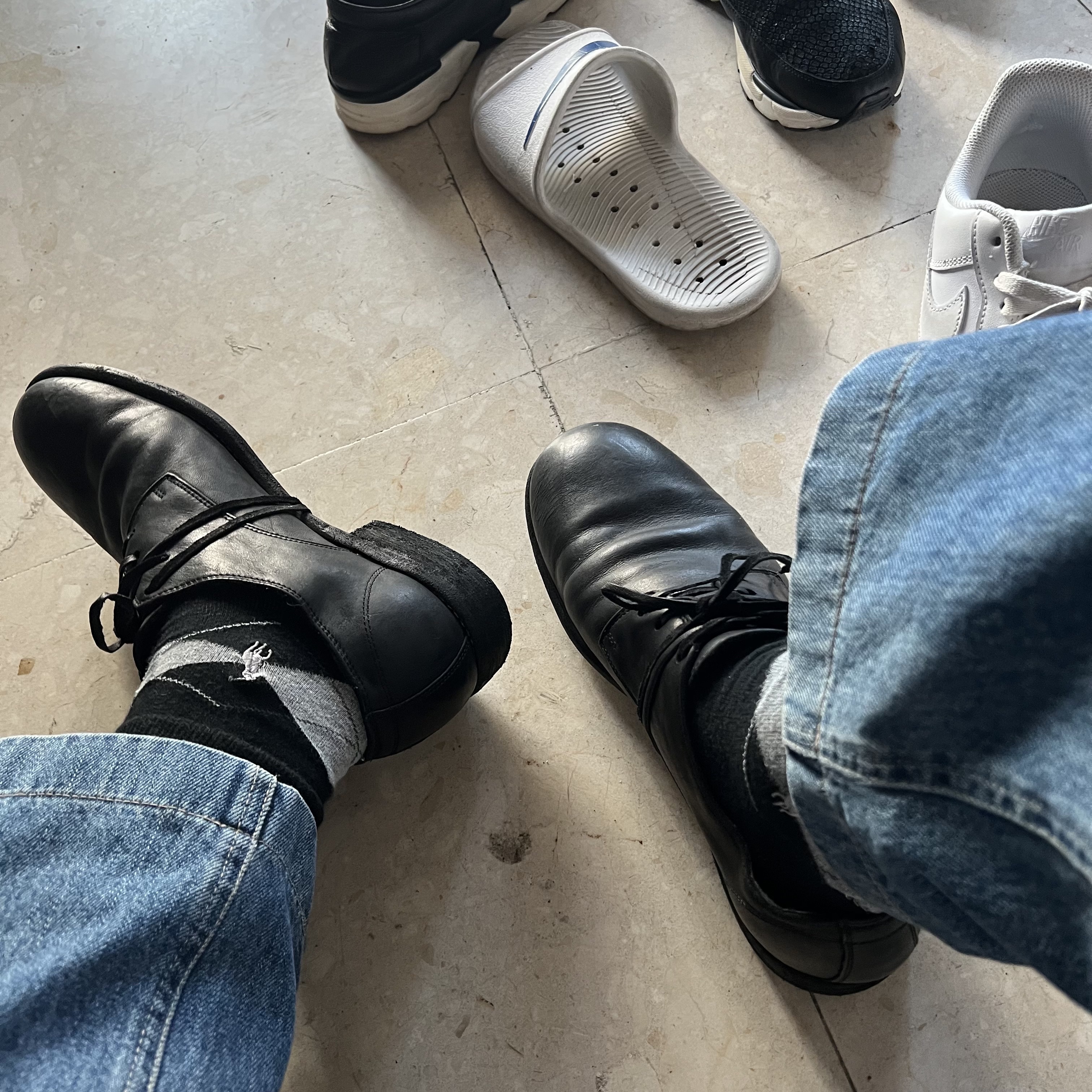 Guidi 992X Horse Full Grain Leather Derby Black 착용 스타일 - 1