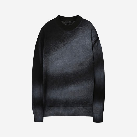 알레그리 브러쉬드 시그니처 패턴 릴렉스핏 라운드 스웨터 블랙