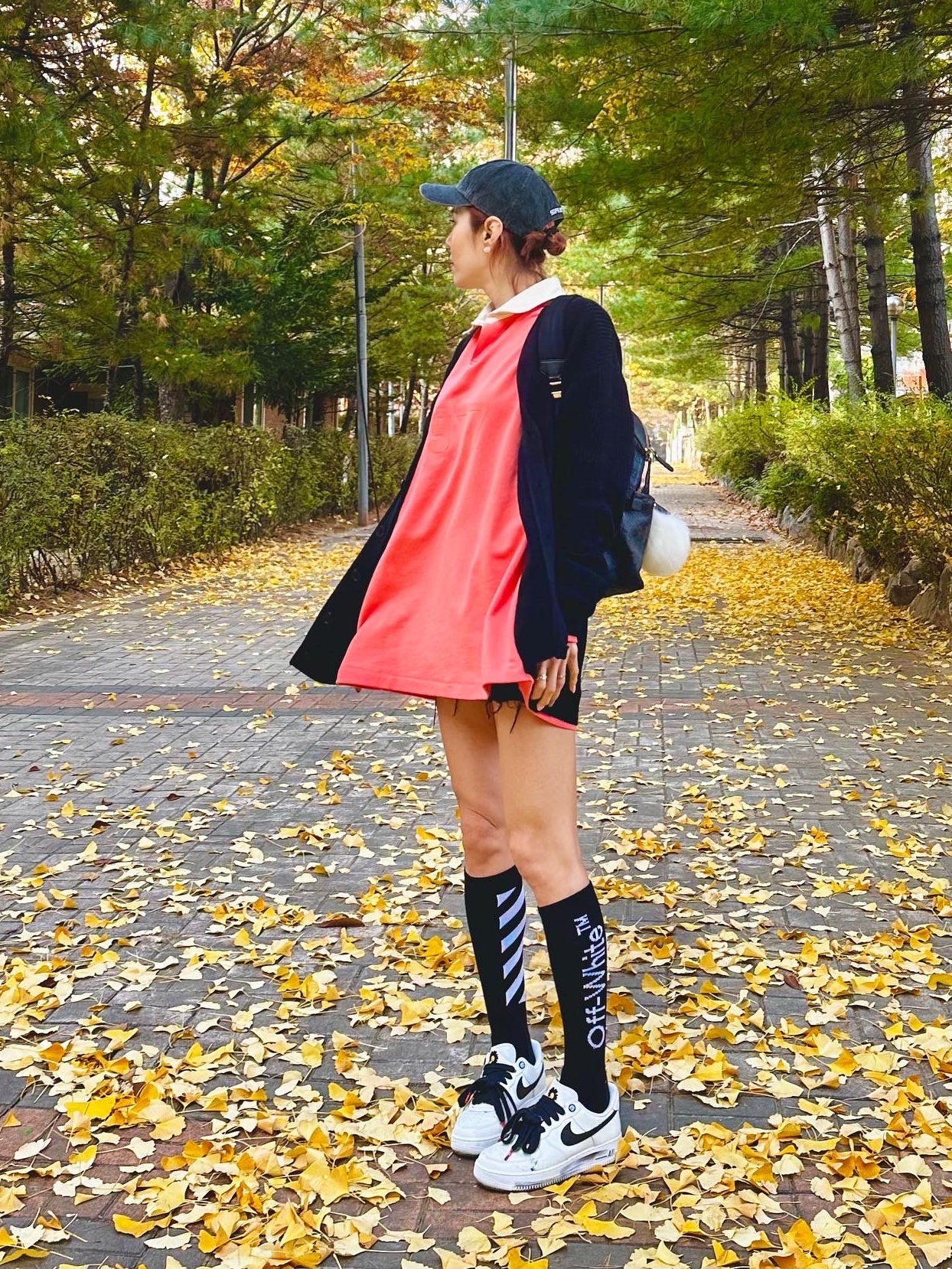 Nike x Peaceminusone Air Force 1 Low Para-Noise 2.0, Essentials 1977 Henley Rugby Long Sleeve Polo Coral - 22FW 착용 스타일 - 3