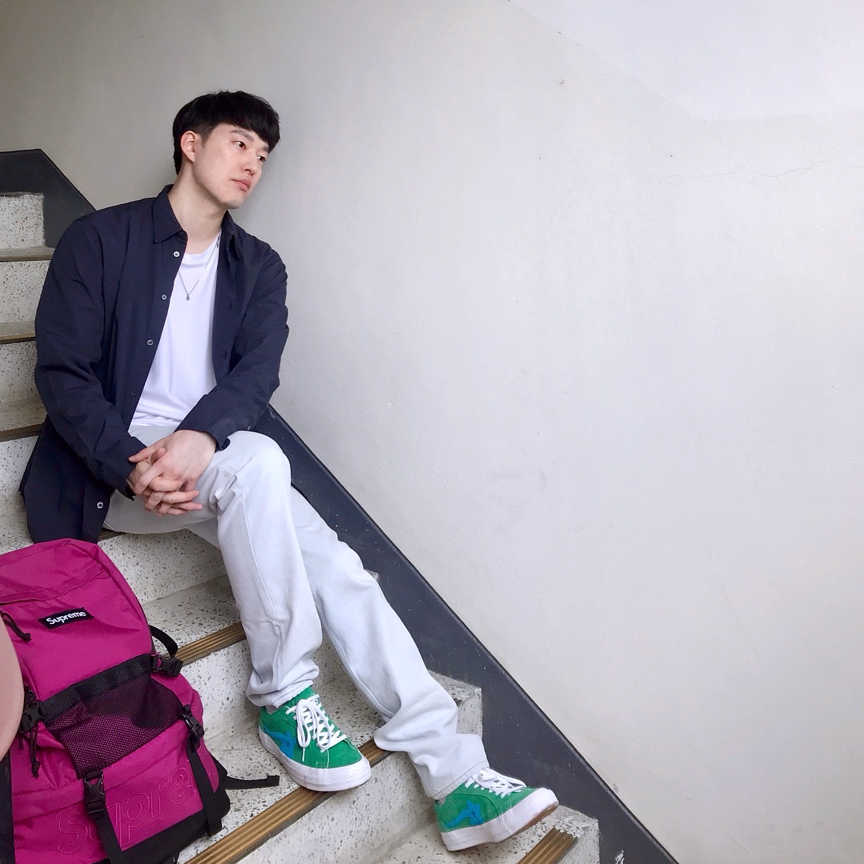 Converse x Golf le Fleur One Star Ox Jolly Green 착용 스타일