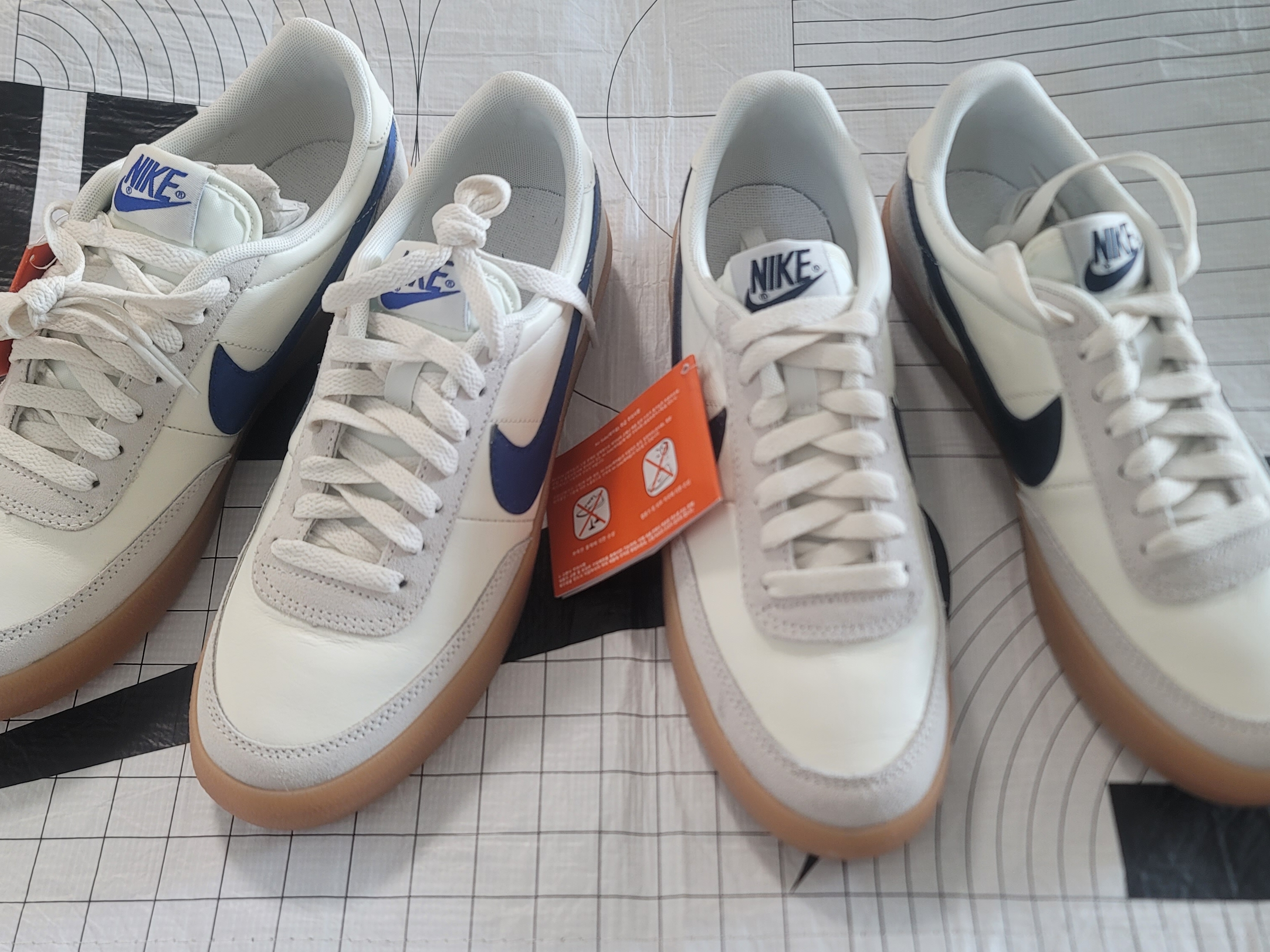 Nike x J.Crew Killshot 2 Sail Midnight Navy, Nike Killshot 2 Leather Hyper Blue 착용 스타일 - 1