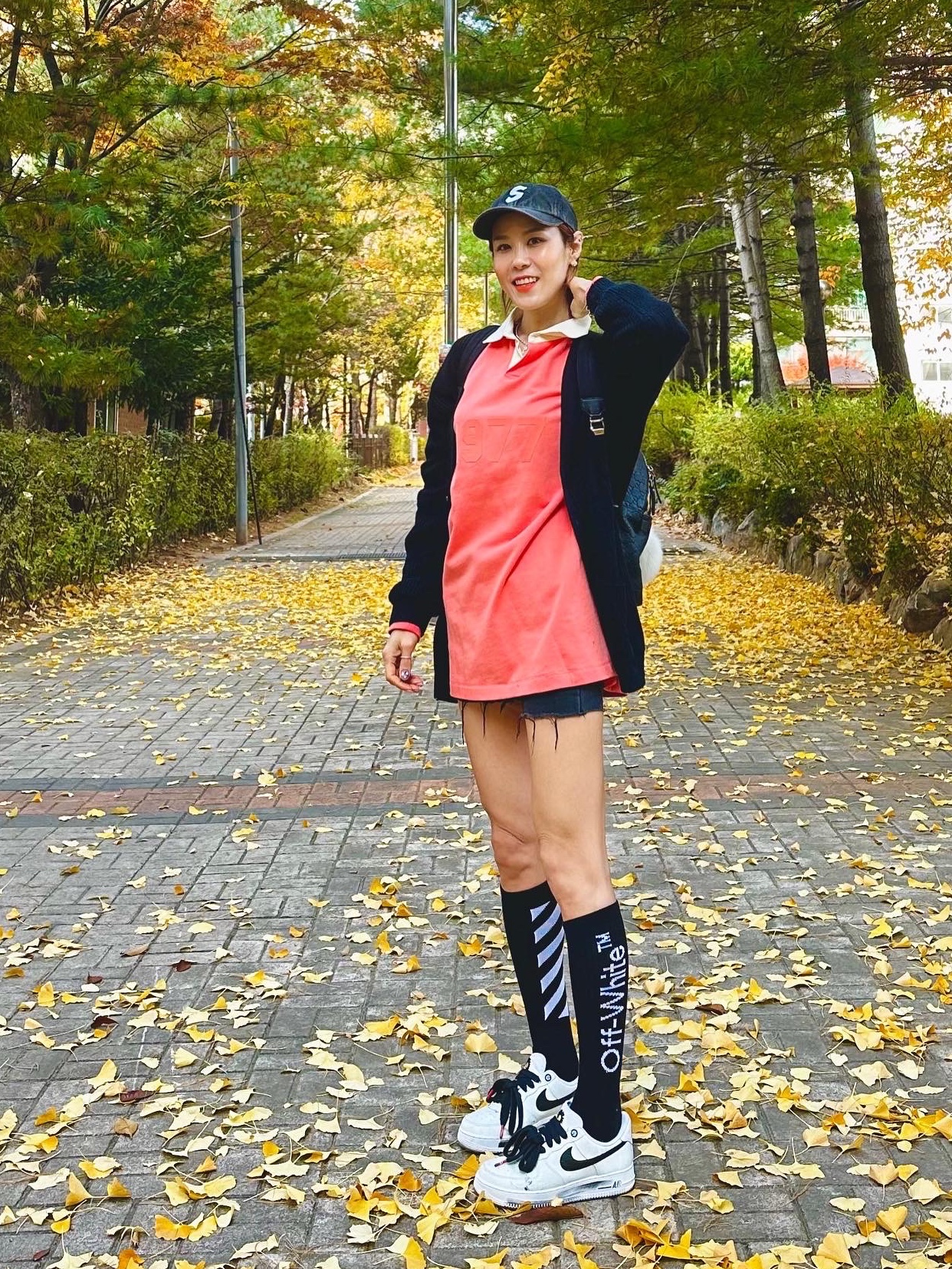 Nike x Peaceminusone Air Force 1 Low Para-Noise 2.0, Essentials 1977 Henley Rugby Long Sleeve Polo Coral - 22FW 착용 스타일 - 2