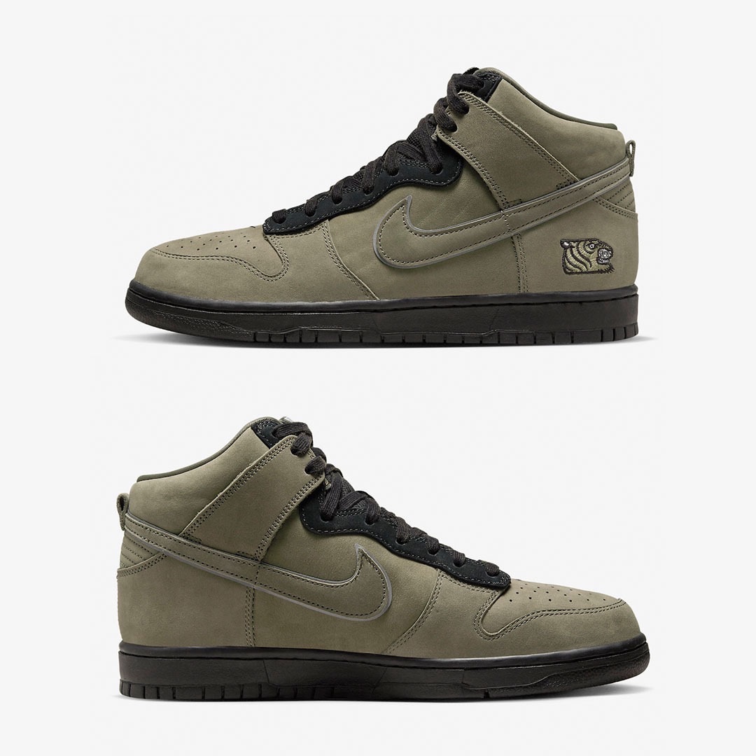 Nike x Soulgoods SB Dunk High '90s Medium Olive 착용 스타일 - 3