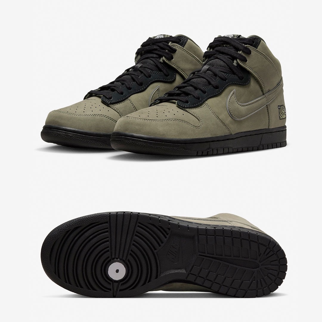 Nike x Soulgoods SB Dunk High '90s Medium Olive 착용 스타일 - 2