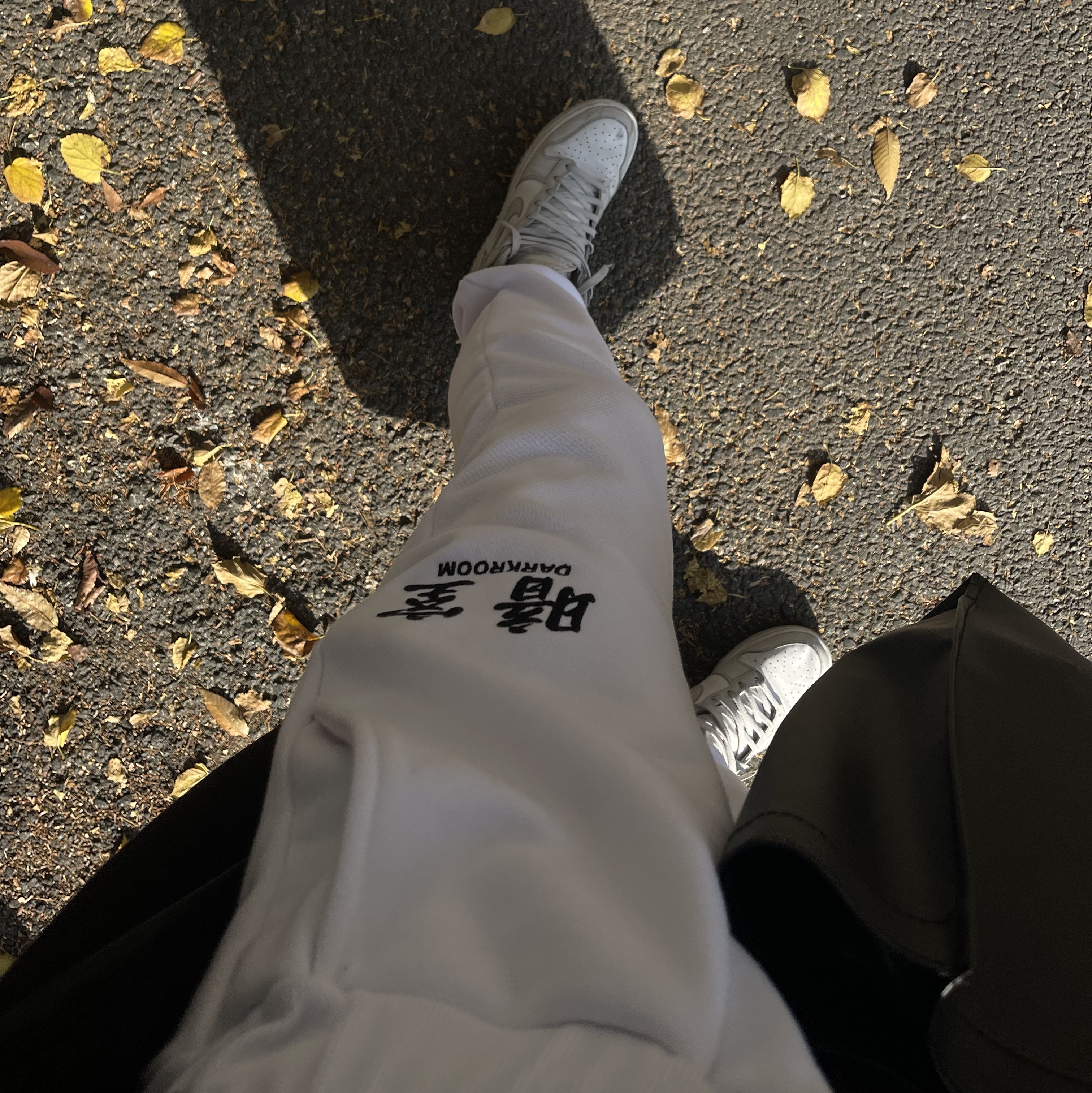 Darkr8m Studio Basic Logo Sweatpants White, Nike Dunk High Retro Vast Grey 착용 스타일