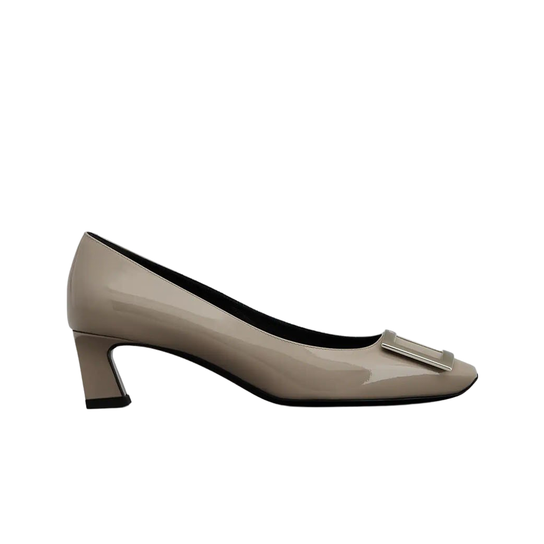 (W) 로저 비비에 트럼펫 메탈 버클 펌프스 페이턴트 레더 베이지((W) Roger Vivier Trompette Metal Buckle Pumps Patent Leather Beige)