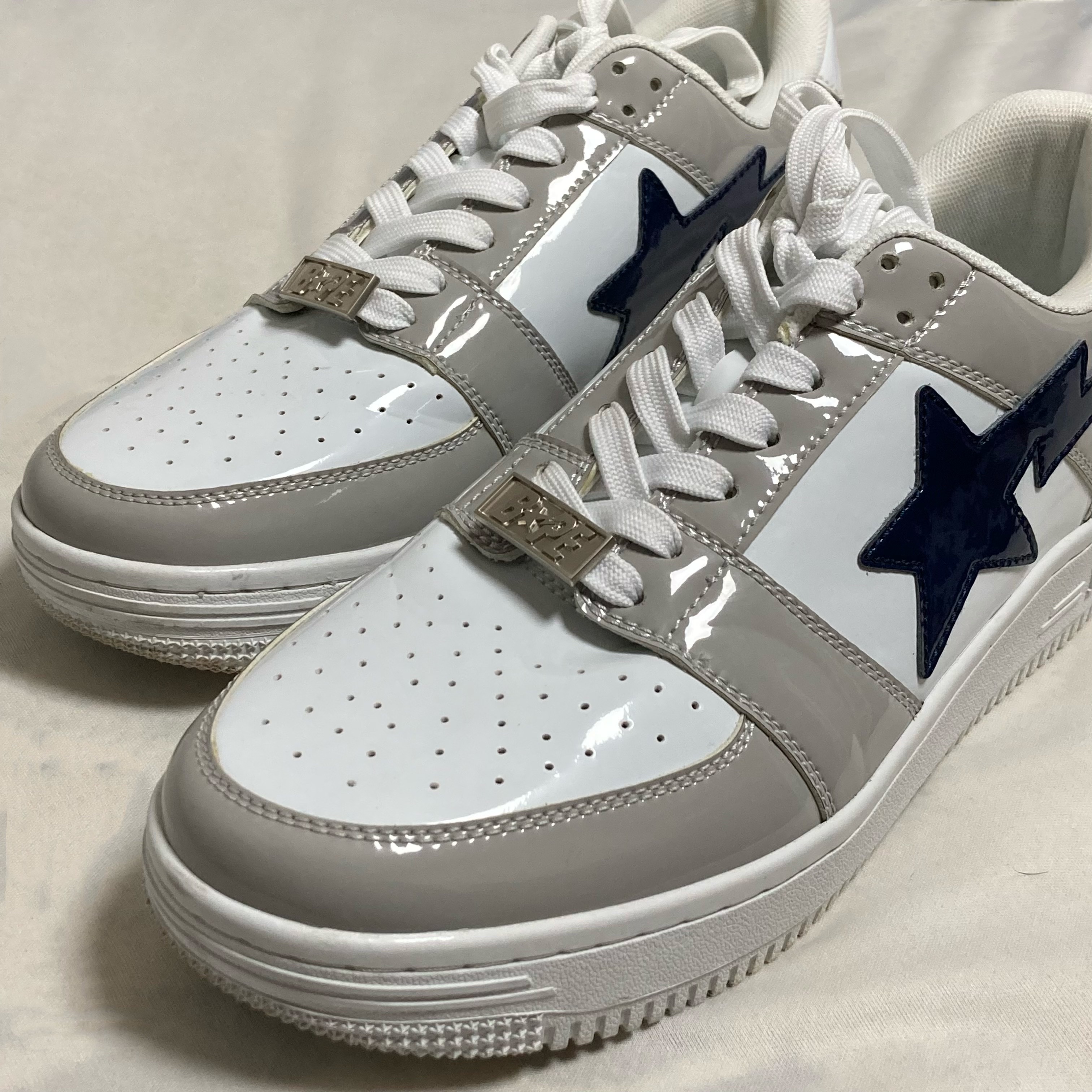 BAPE Bape Sta Low White Grey Black 착용 스타일 - 1