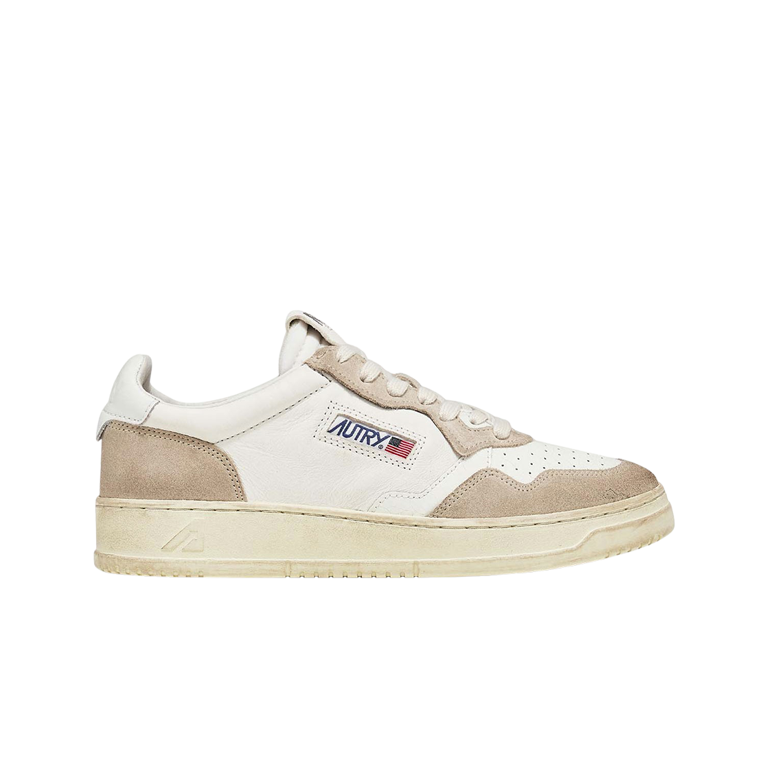 AULW-LO01 (W) Autry Medalist Low Leather Suede Sneakers White Beige - 대표 이미지 #1