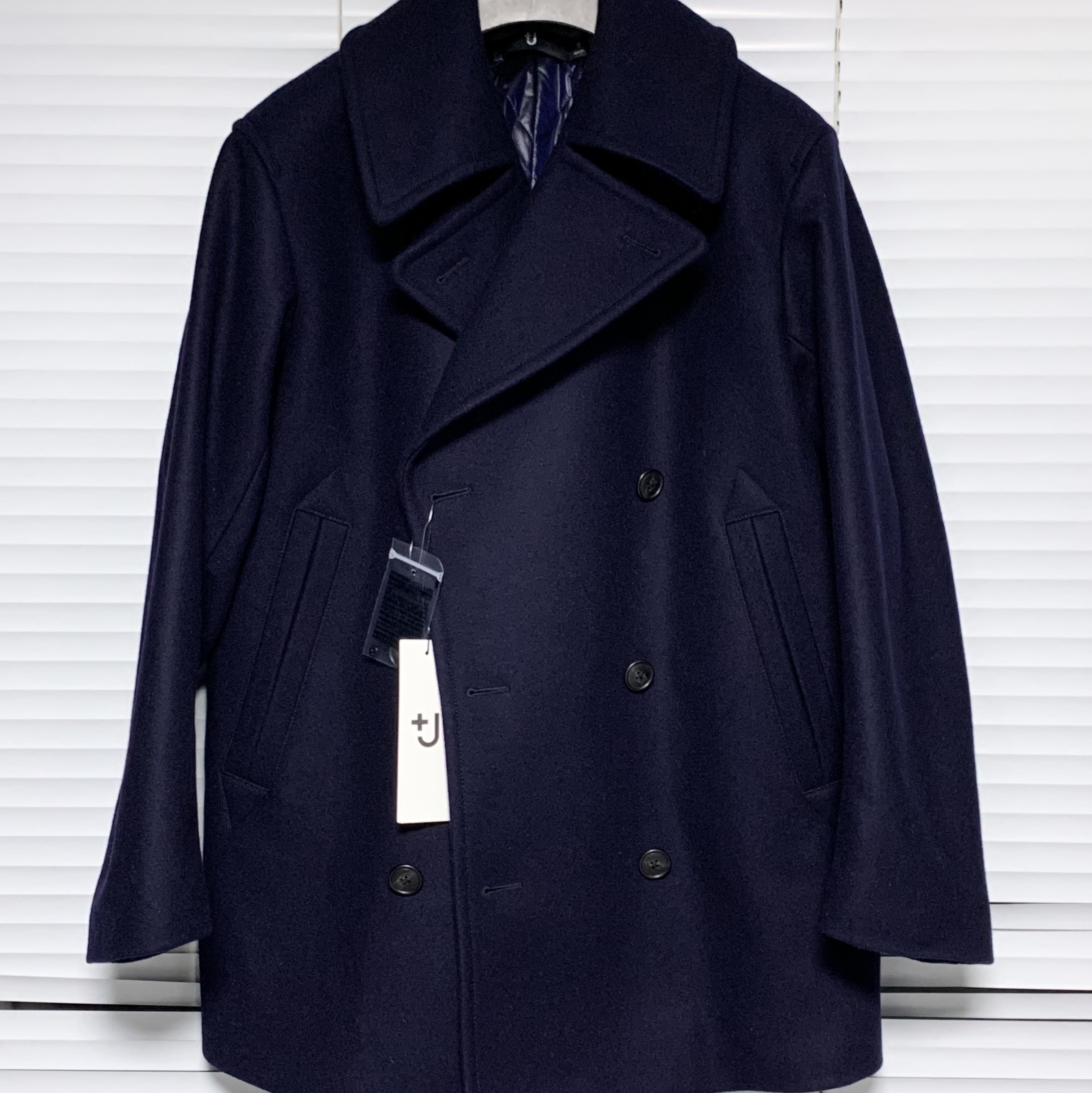 Uniqlo +J Wool Blend OverSized Peacoat Navy 착용 스타일