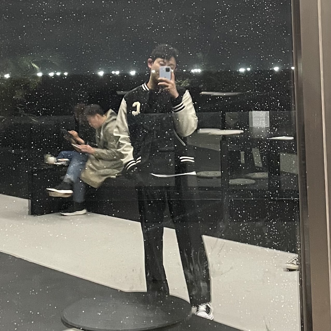 Maison Mihara Yasuhiro Blakey OG Sole Leather Low-top Sneakers Black, Celine Classic Teddy Jacket in Textured Wool Black 착용 스타일 - 2