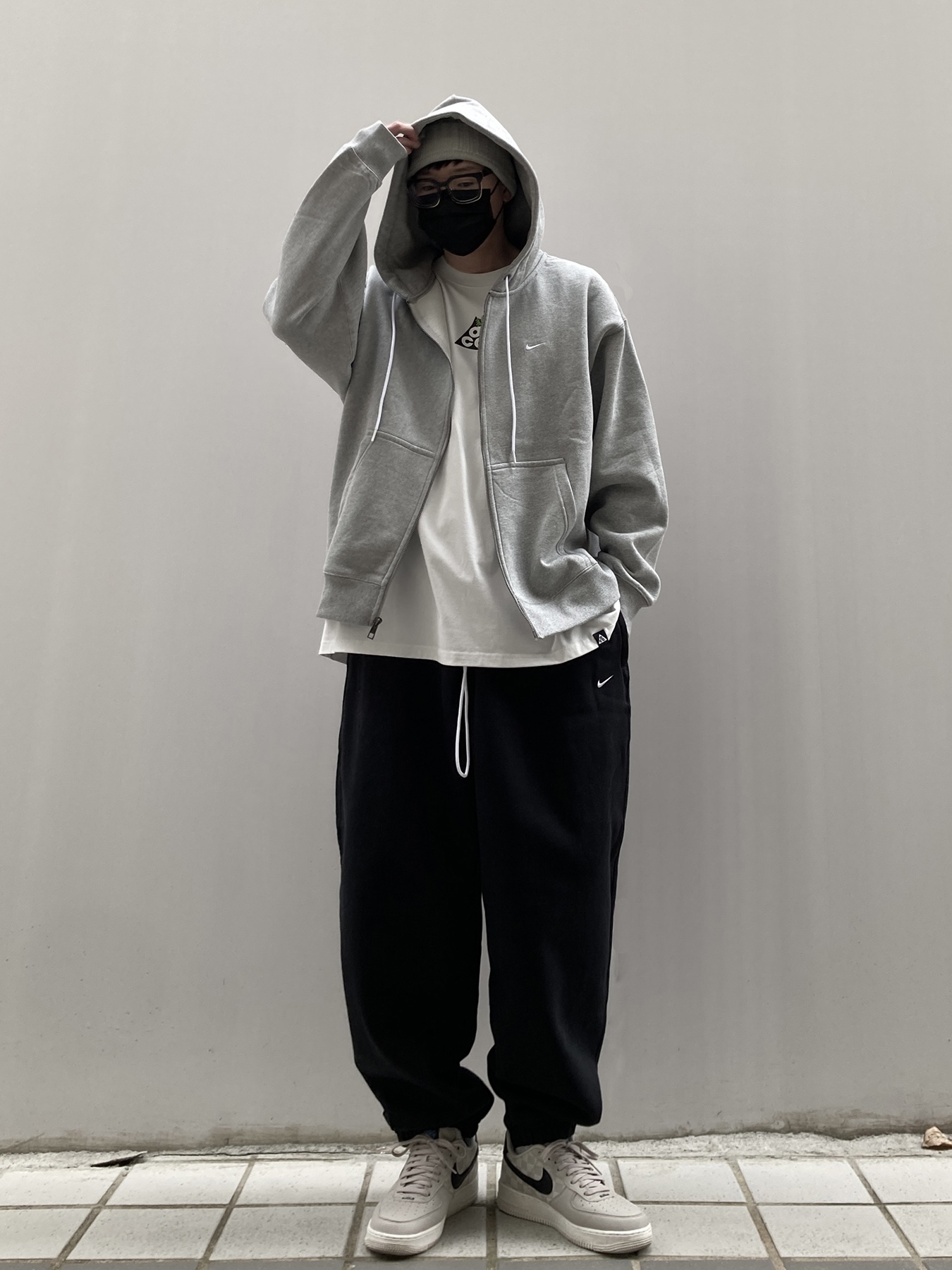 Nike NRG Solo Swoosh Fleece Pants Black - US/EU, Nike NRG Solo Swoosh Fleece Pants Black White - Asia 착용 스타일 - 1