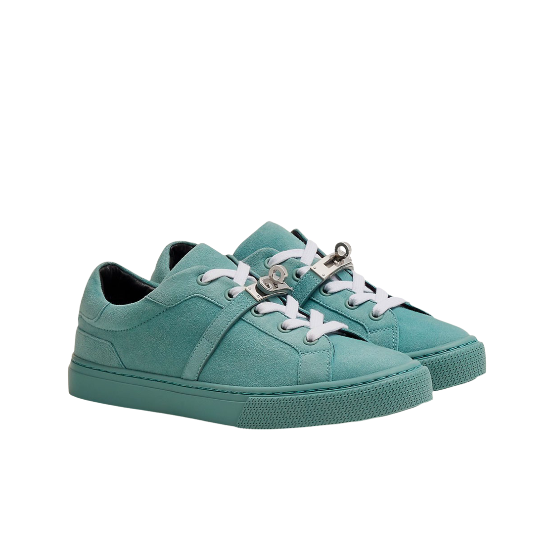 (W) 에르메스 데이 스니커즈 스웨이드 고트스킨 & 팔라듐 하드웨어 블루 블루에((W) Hermes Day Sneakers Suede Goatskin & Palladium Bleu Bleuet) - 2