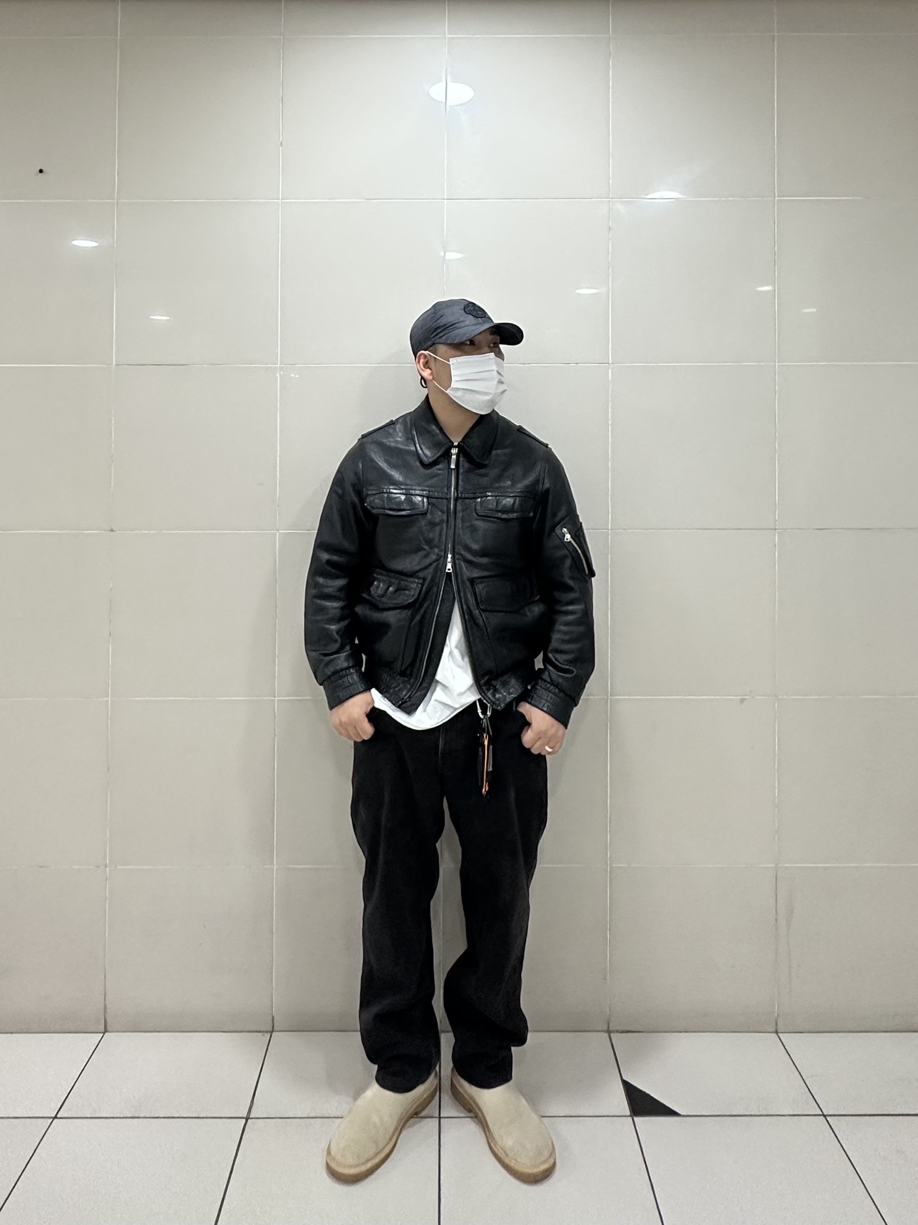 Stone Island 99598 Reflective Grid On Lamy Cap Pewter Grey - 21SS 착용 스타일