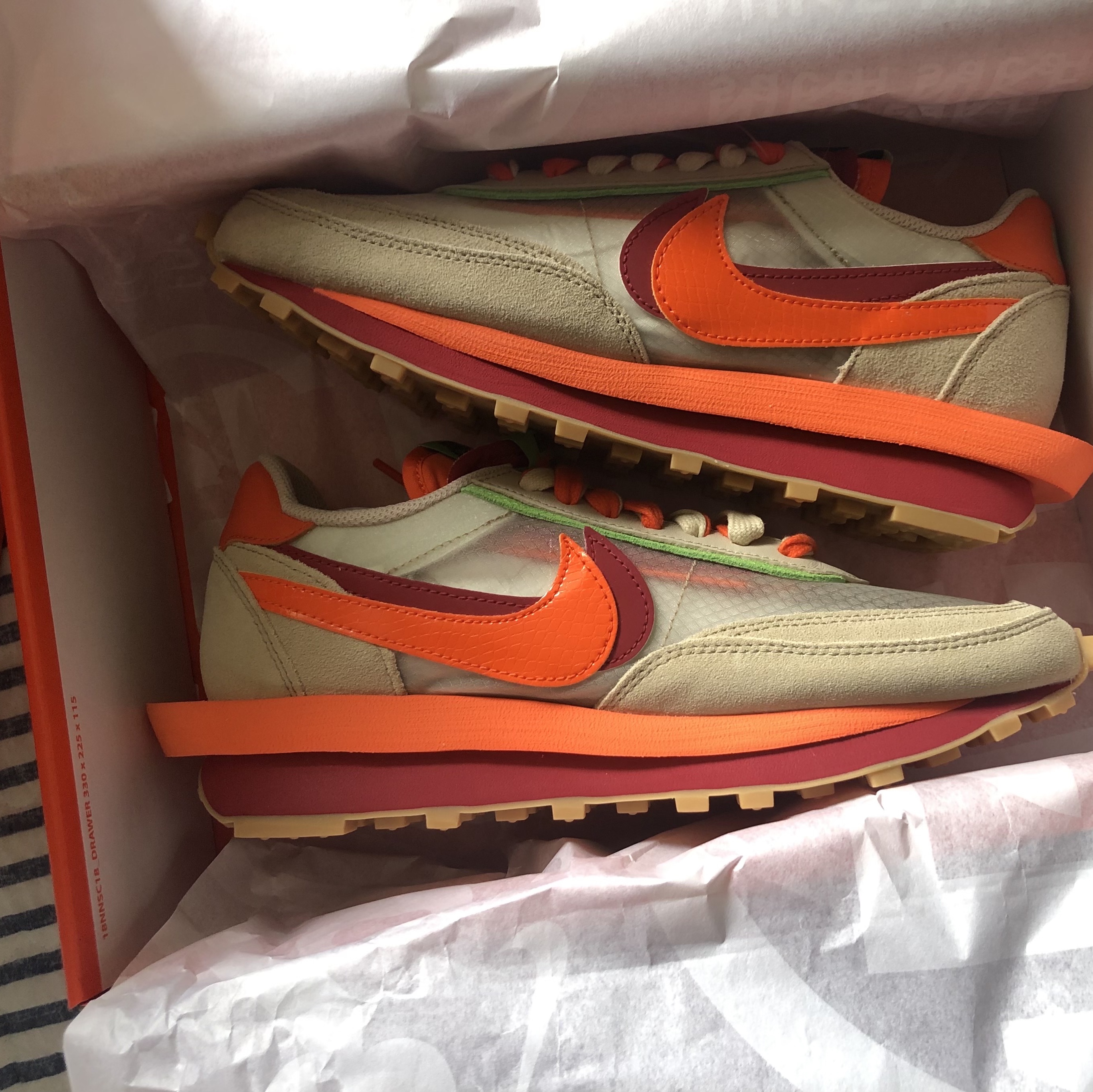 Nike x Sacai x Clot LDWaffle Orange Blaze 착용 스타일 - 2