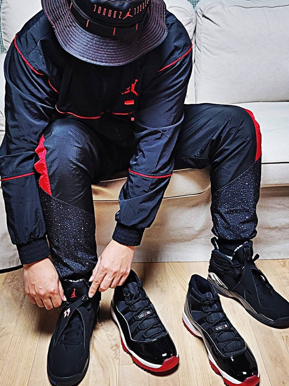 Jordan 8 Retro Playoffs 2013, Jordan 11 Retro Bred 2019 착용 스타일