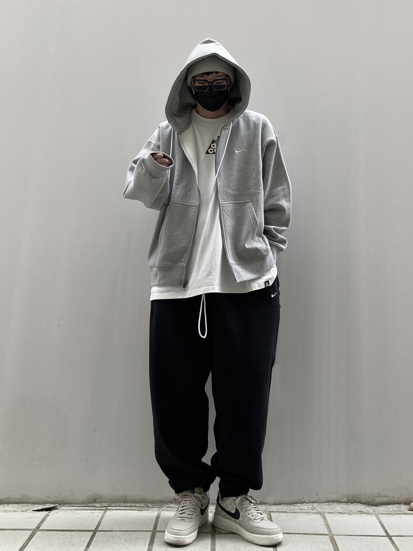 Nike NRG Solo Swoosh Fleece Pants Black - US/EU, Nike NRG Solo Swoosh Fleece Pants Black White - Asia 착용 스타일 - 2