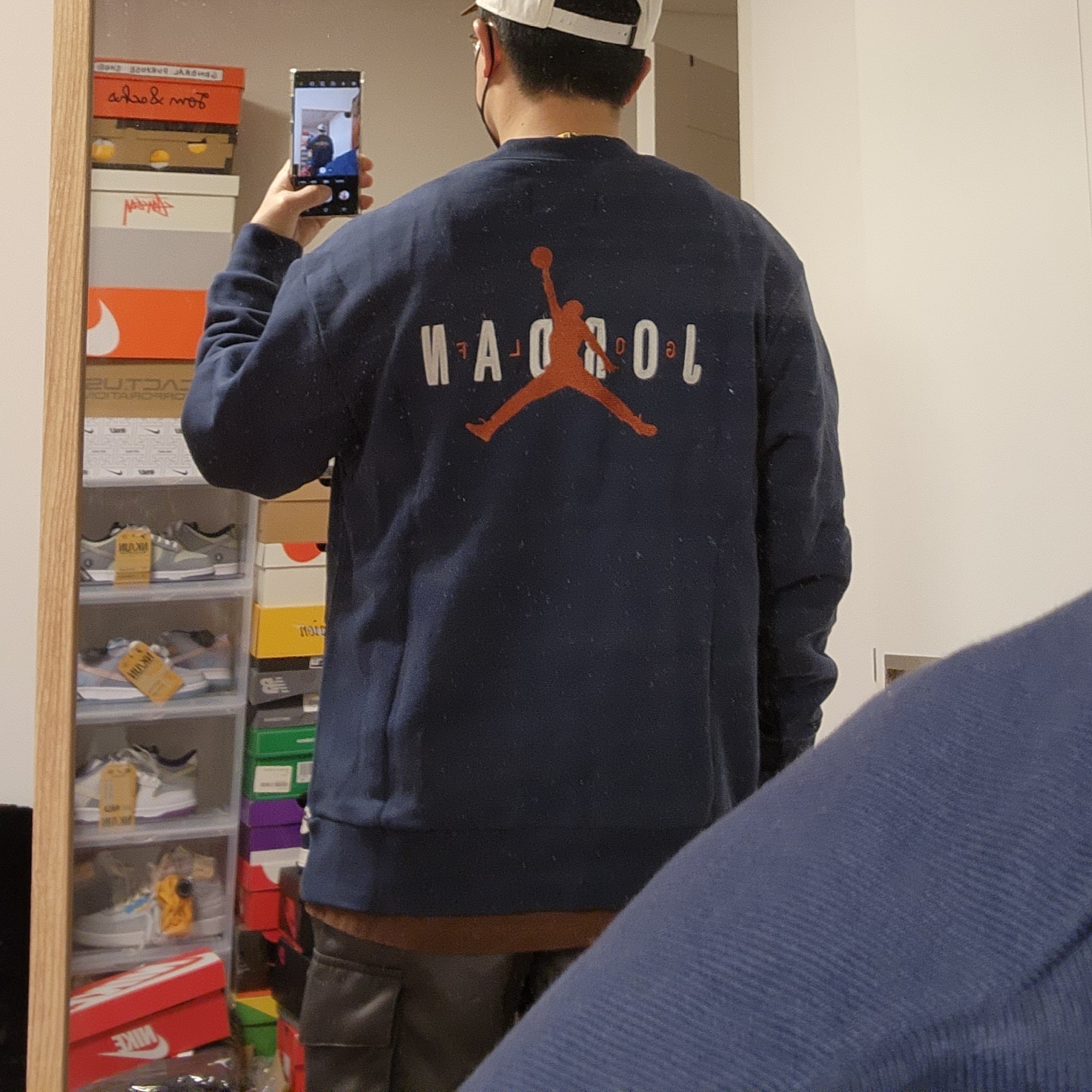 Jordan x Eastside Golf L91 Cap White, Jordan x Eastside Golf Cardigan Midnight Navy - Asia 착용 스타일 - 4