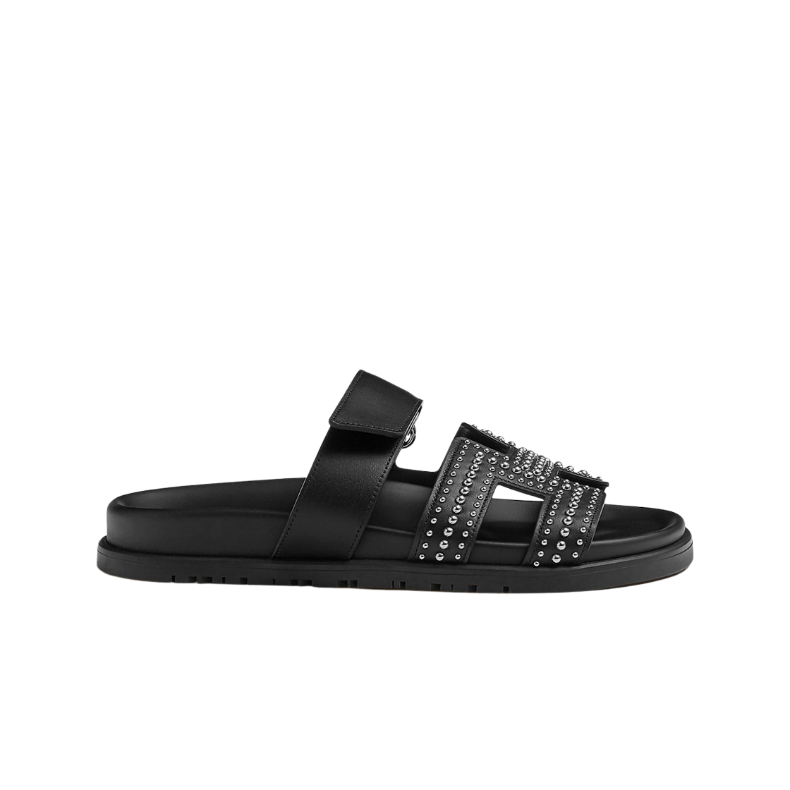 (W) 에르메스 미니 스터드 시프레 샌들 카프스킨 & 누아((W) Hermes Mini Stud Chypre Sandal Calfskin & Noir) - 1