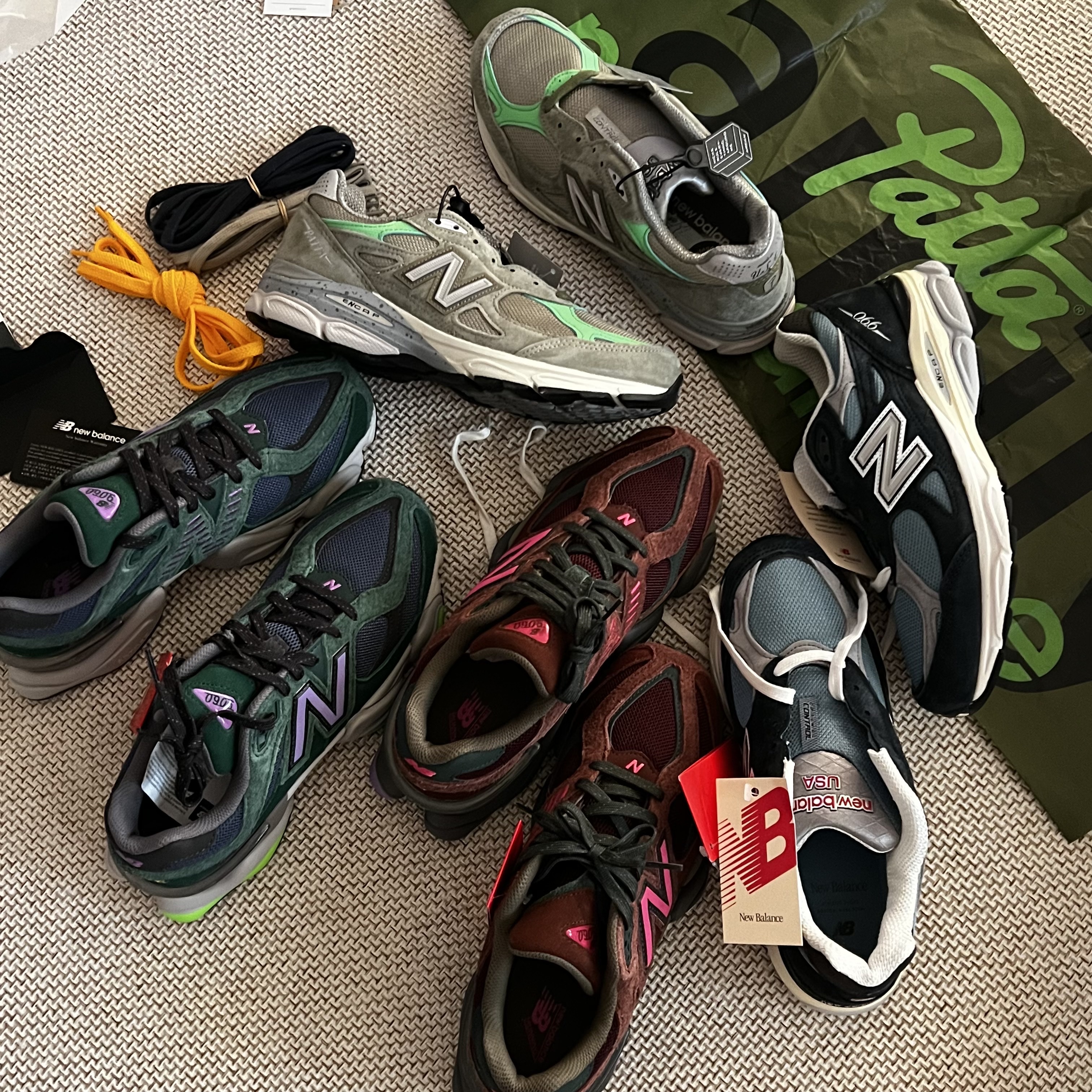 New Balance x Patta 990v3 Made in USA Olive, New Balance 990v3 Made in USA Navy Spring Tide 착용 스타일